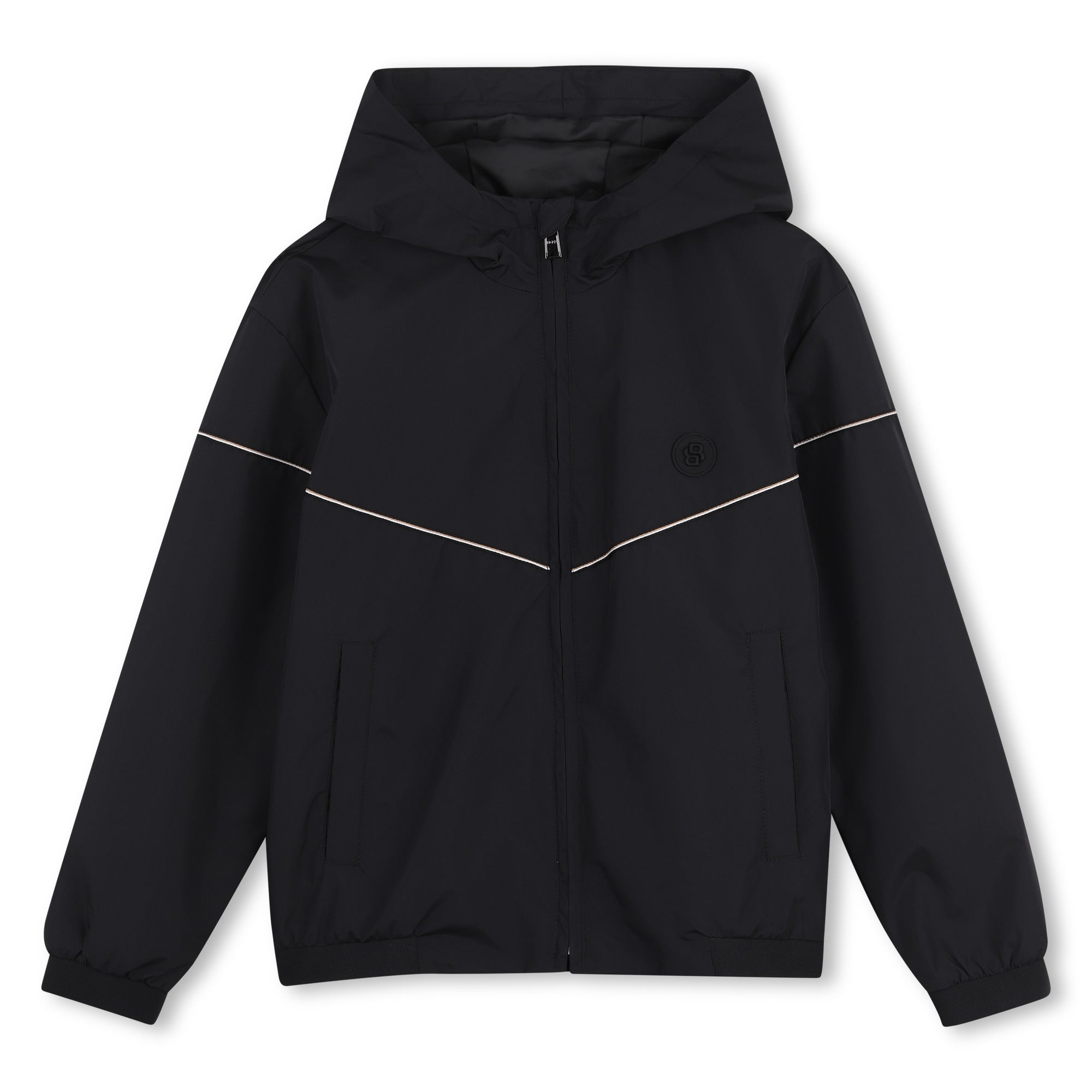 Boys Color-Block Hooded Windbreaker in Black Hugo Boss