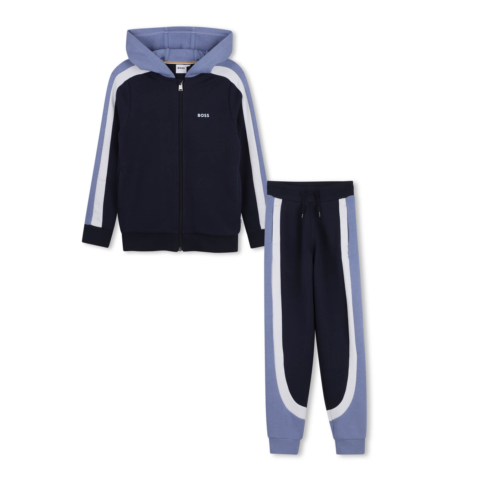 Boys Color-Block Fleece Tracksuit Set in Navy Hugo Boss