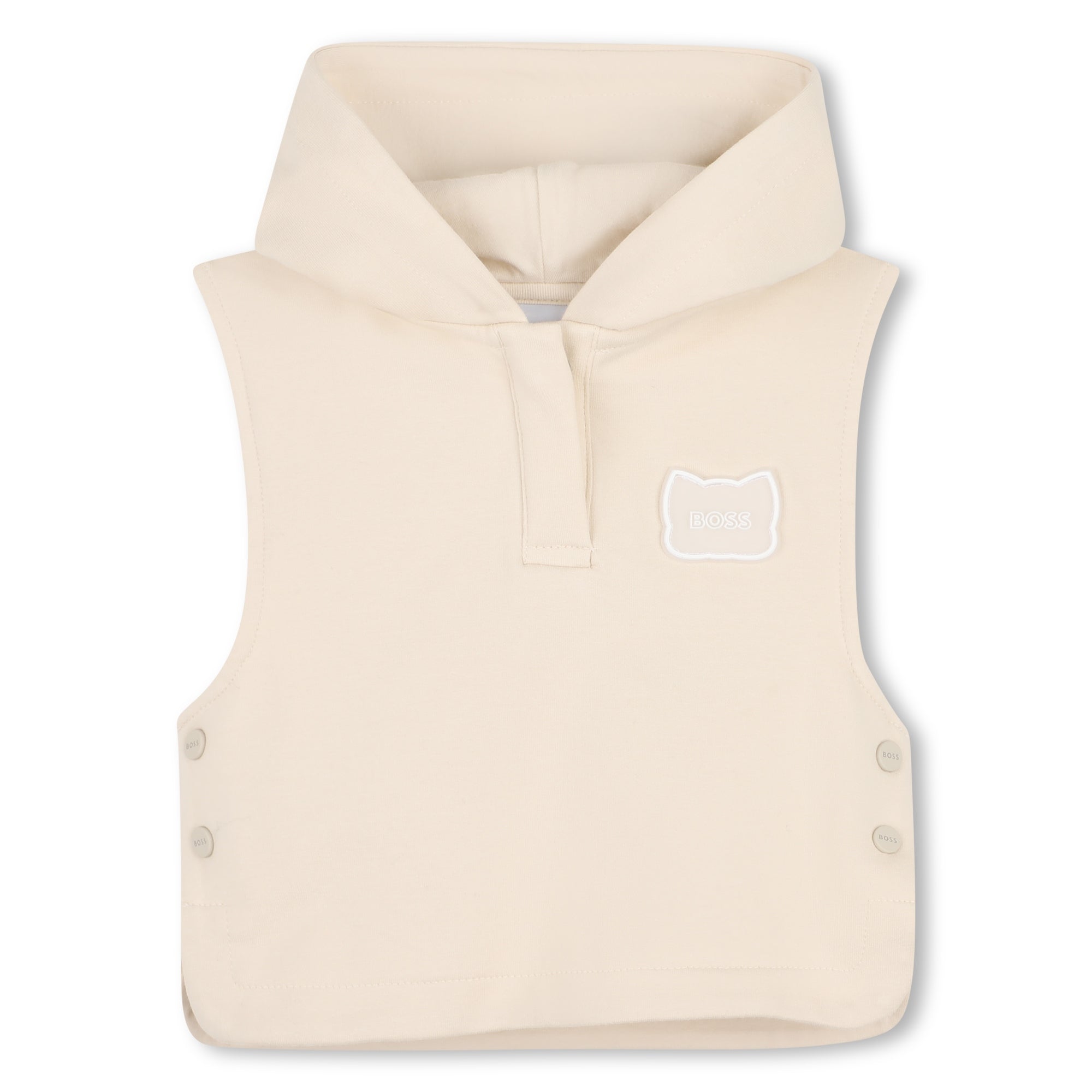 Baby T-Shirt, Sleeveless Hoodie, and Shorts Set in Beige Hugo Boss