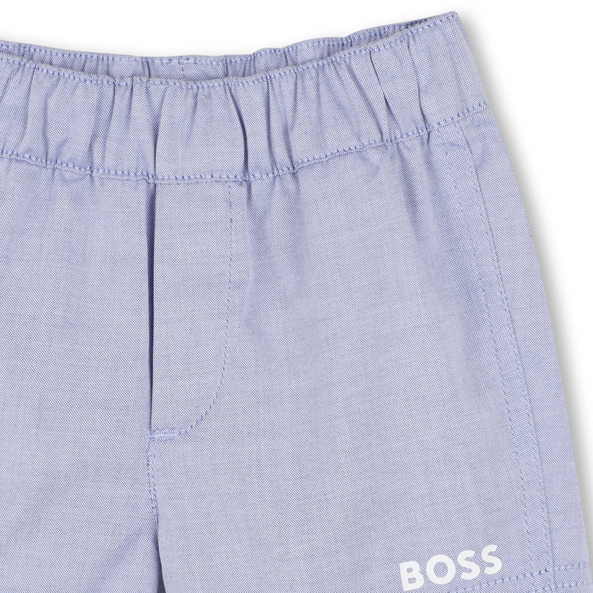 Cotton Shirt and Shorts Set in Oxford Weave Hugo Boss