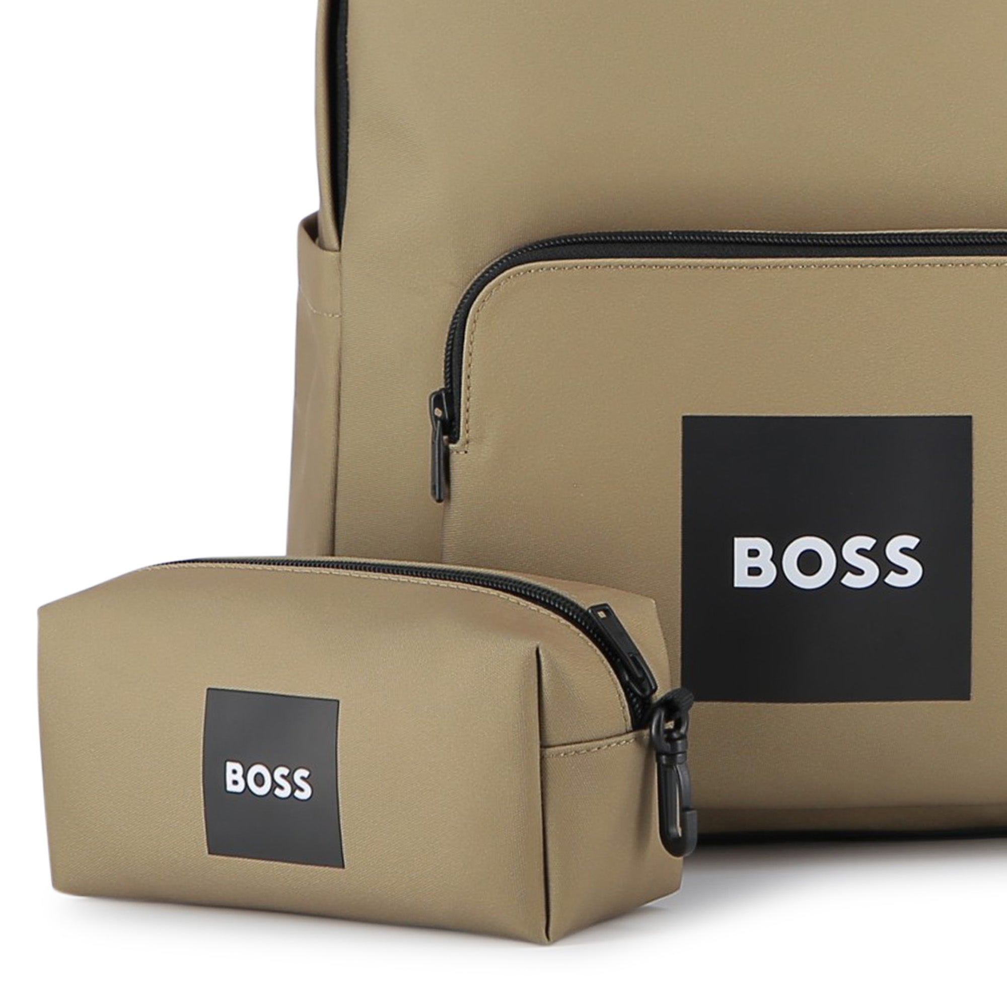 Boys Logo Backpack and Pencil Case Set in Khaki Hugo Boss