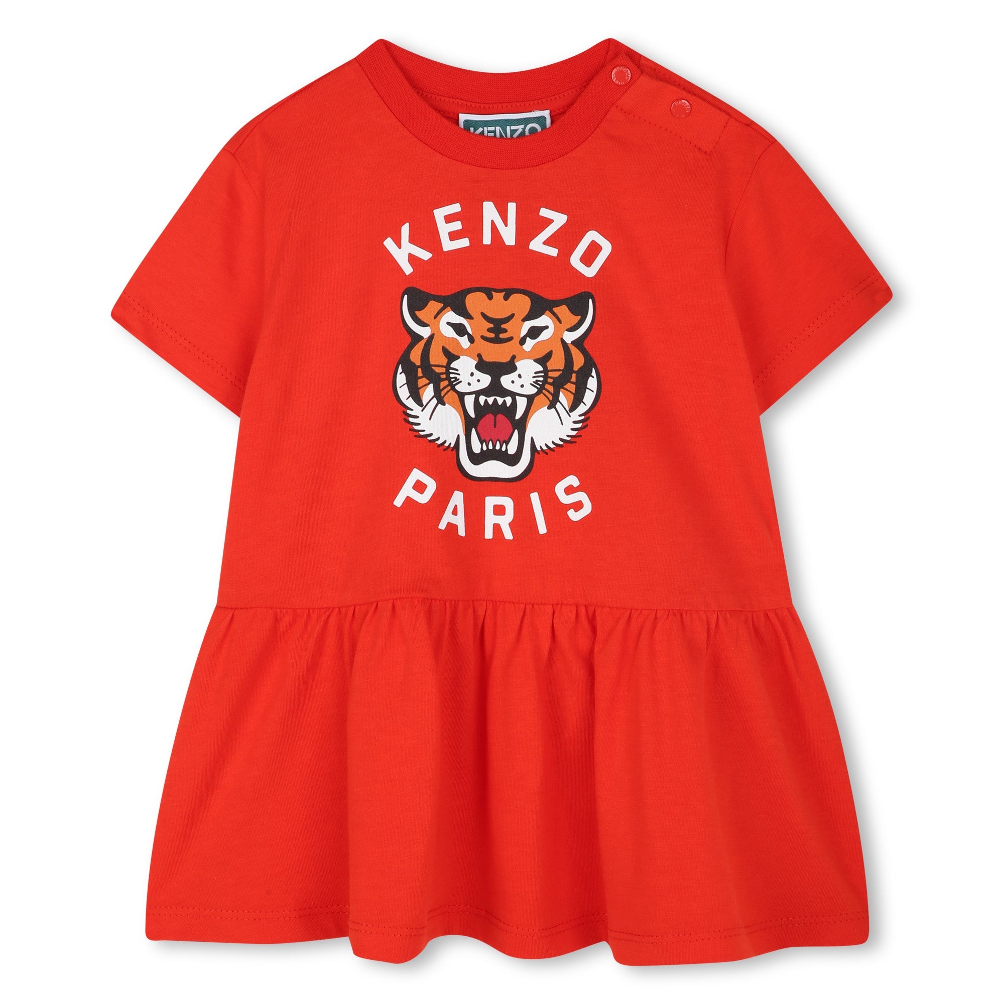 Girls Cotton Dress with Signature Detailing Kenzo