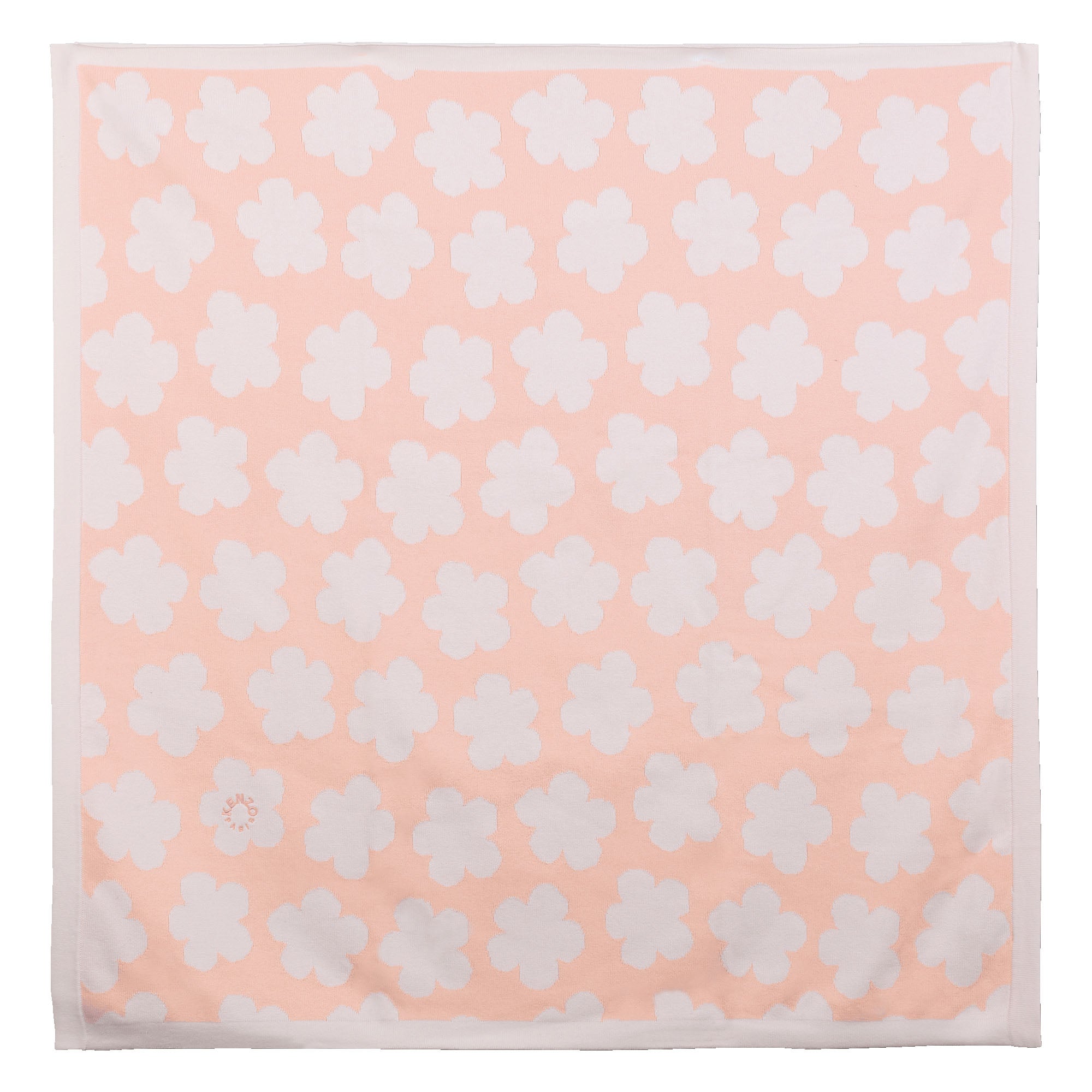Cotton Baby Blanket with Logo Pattern, Veiled Rose, Sky Blue