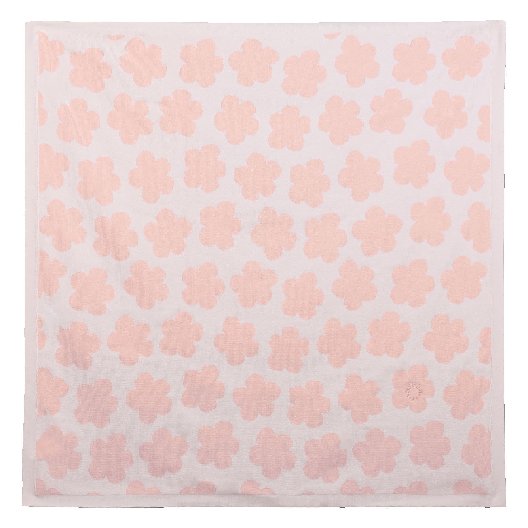 Cotton Baby Blanket with Logo Pattern, Veiled Rose, Sky Blue