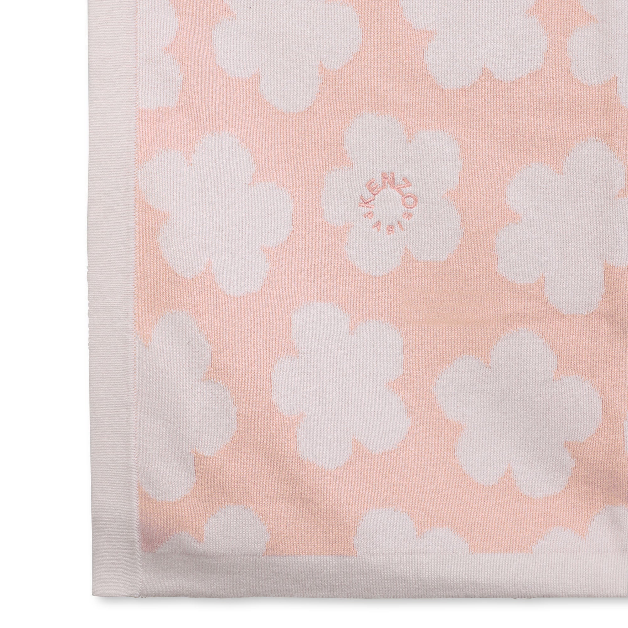 Cotton Baby Blanket with Logo Pattern, Veiled Rose, Sky Blue