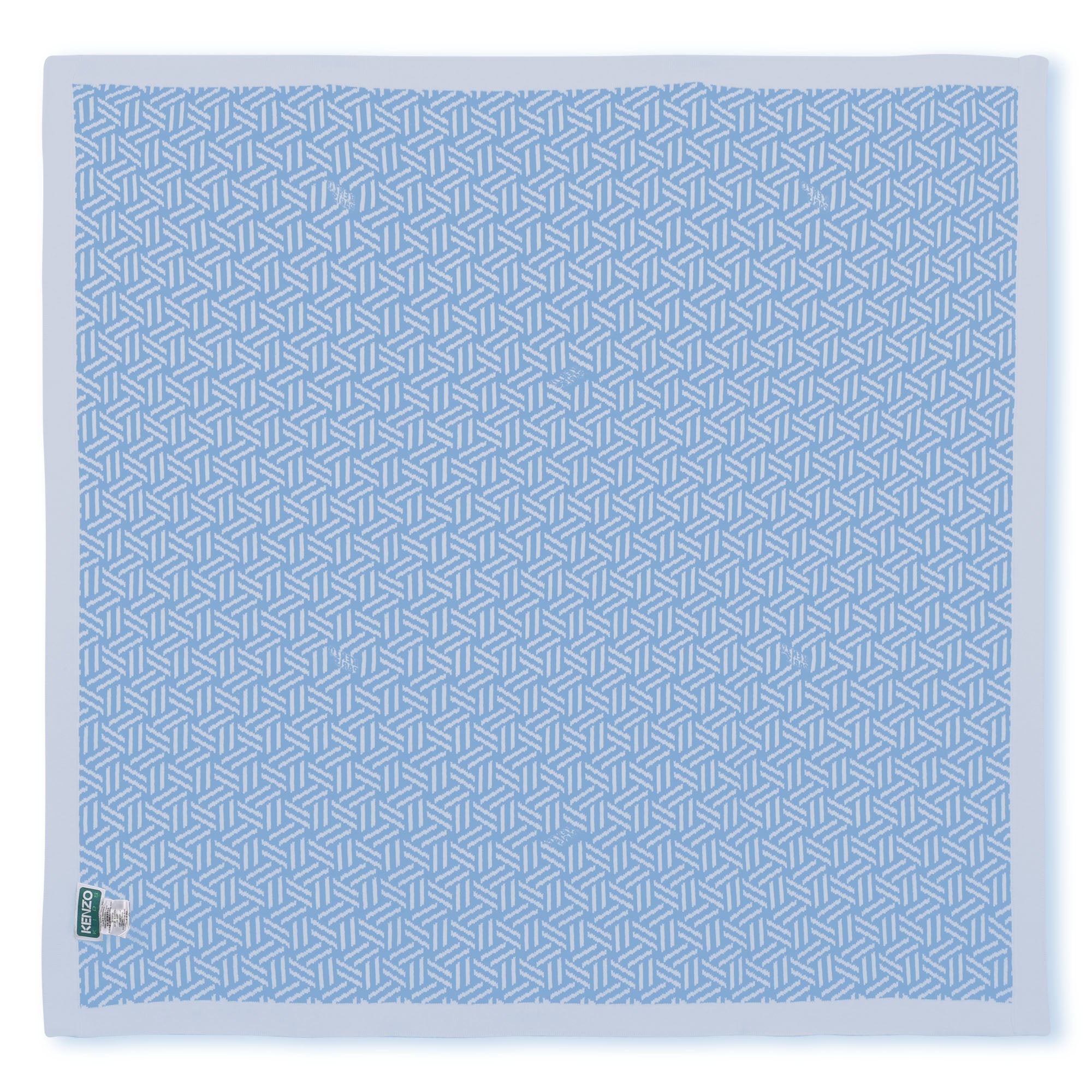 Cotton Baby Blanket with Logo Pattern, Veiled Rose, Sky Blue
