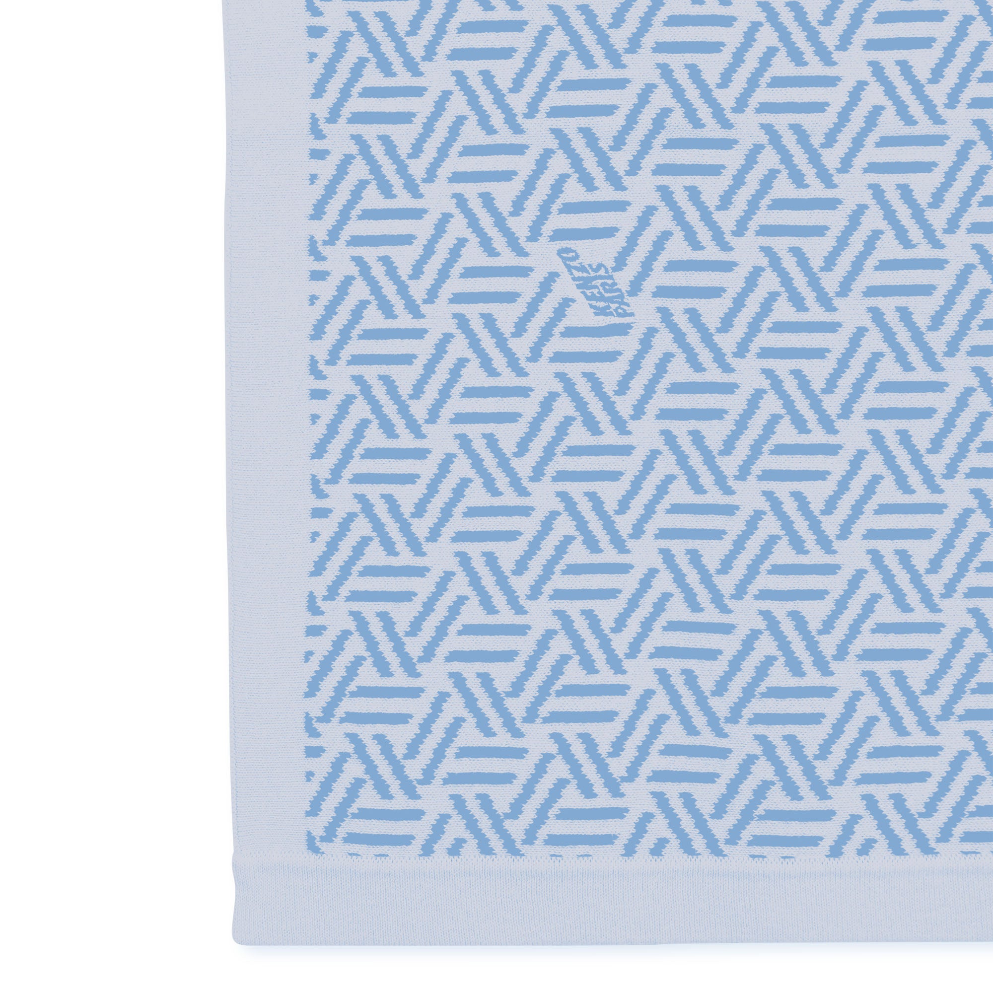 Cotton Baby Blanket with Logo Pattern, Veiled Rose, Sky Blue