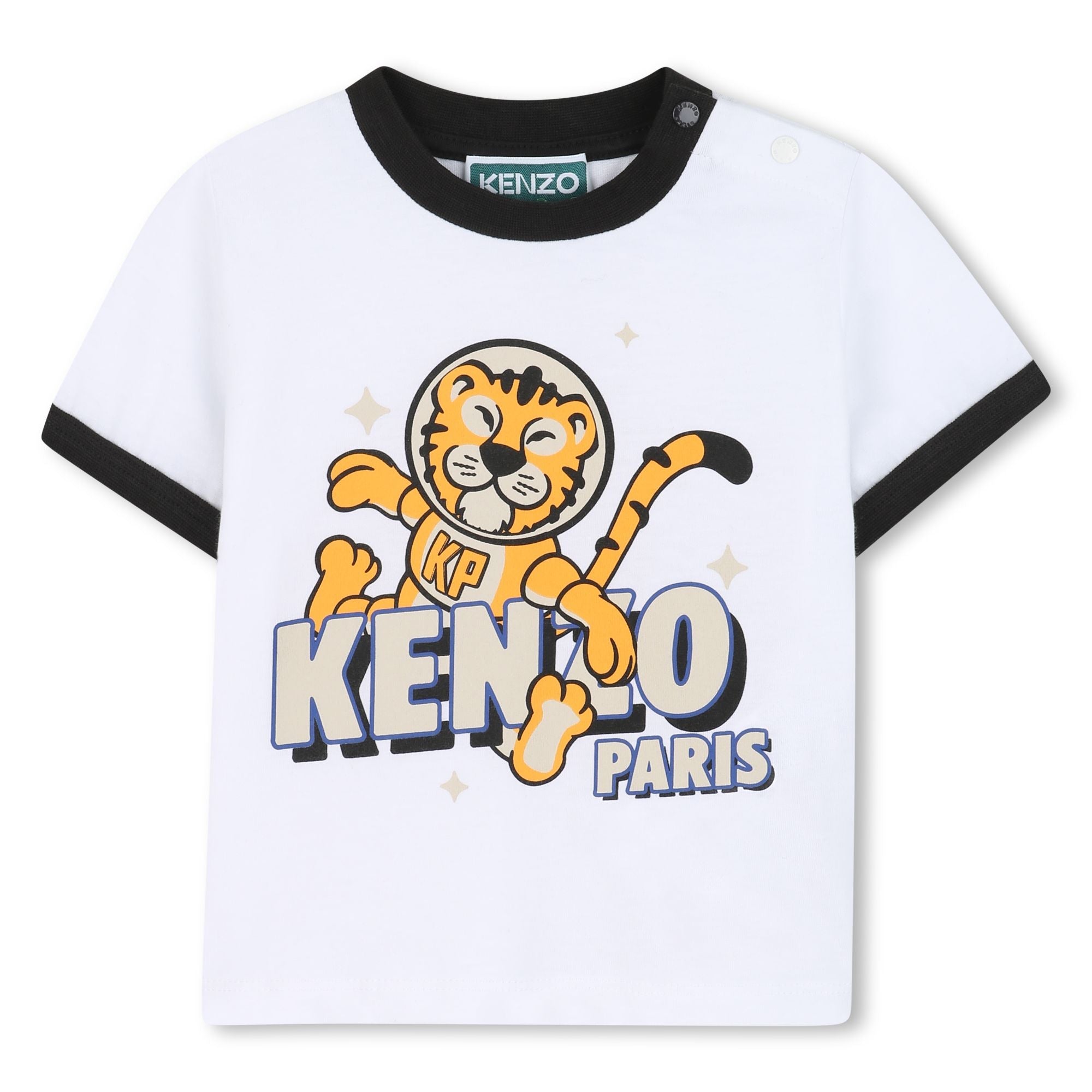 Pack of Two Graphic T-Shirts, White with Contrast Trim Kenzo