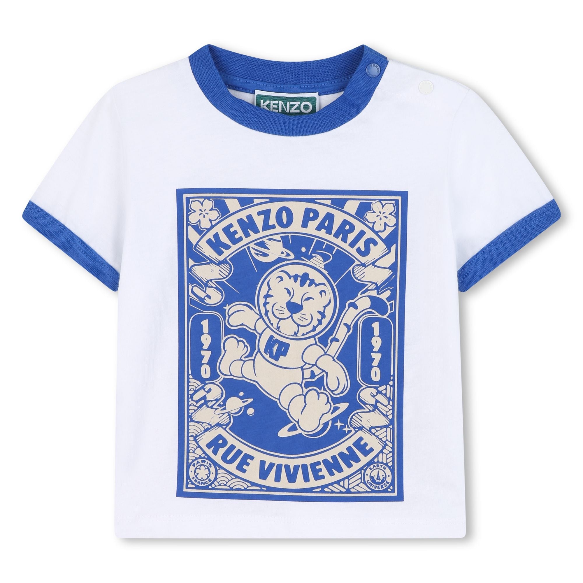 Pack of Two Graphic T-Shirts, White with Contrast Trim Kenzo
