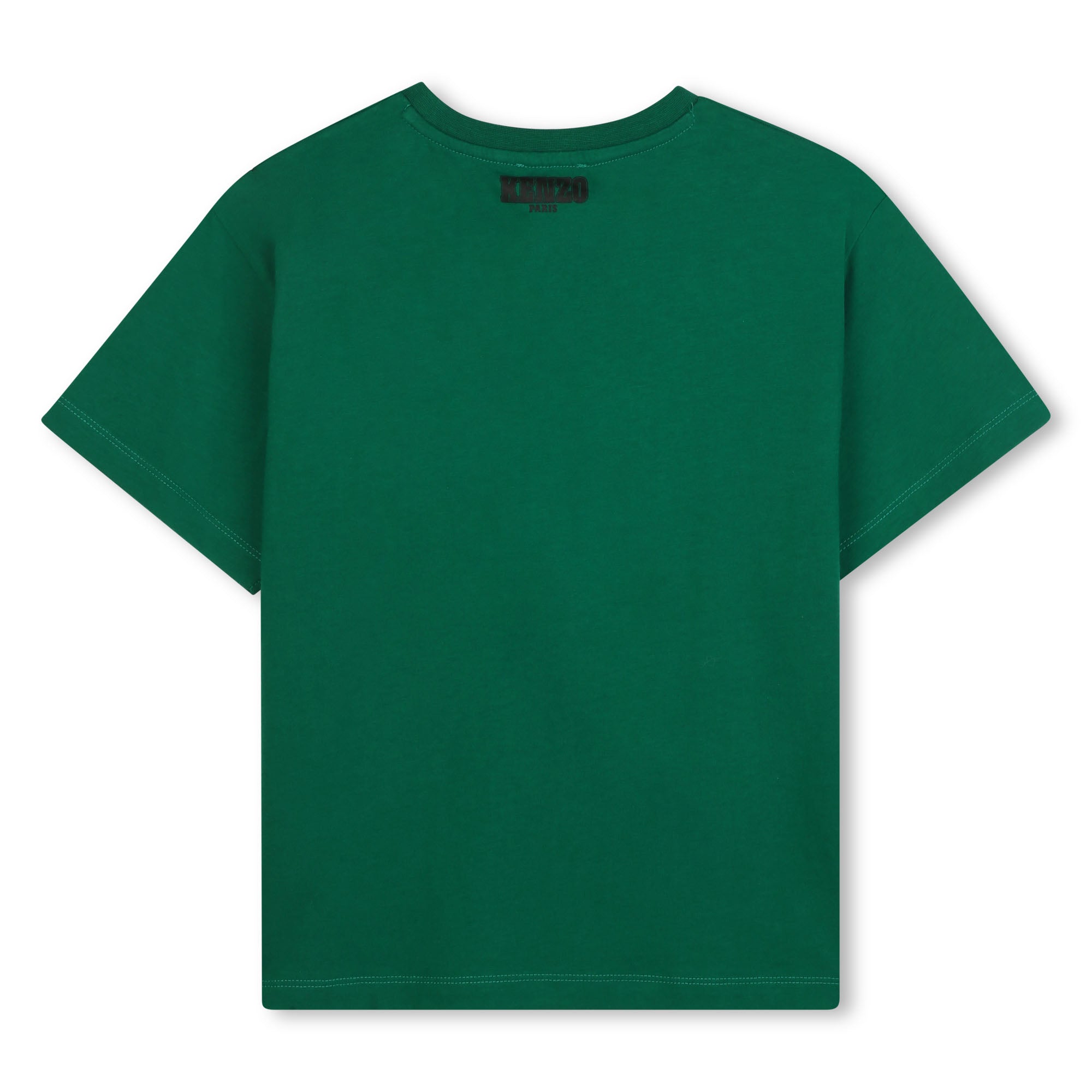 Kids green organic cotton oversized t-shirt with tiger face print Kenzo
