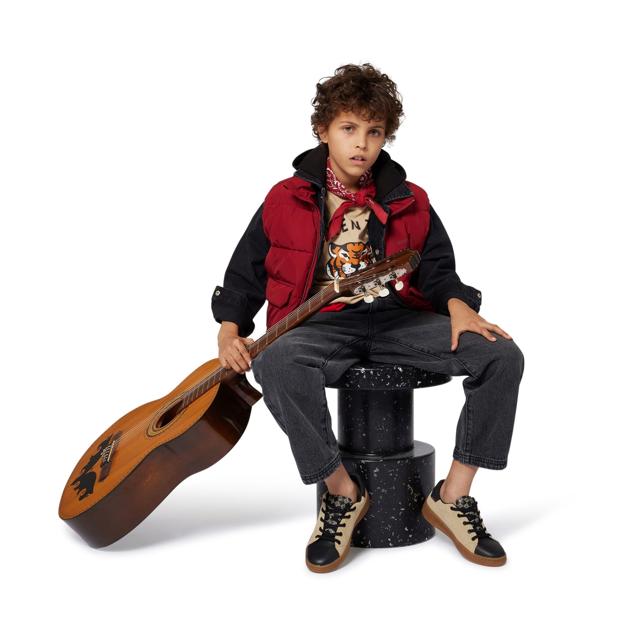 Kids organic cotton t-shirt with roaring tiger logo print Kenzo