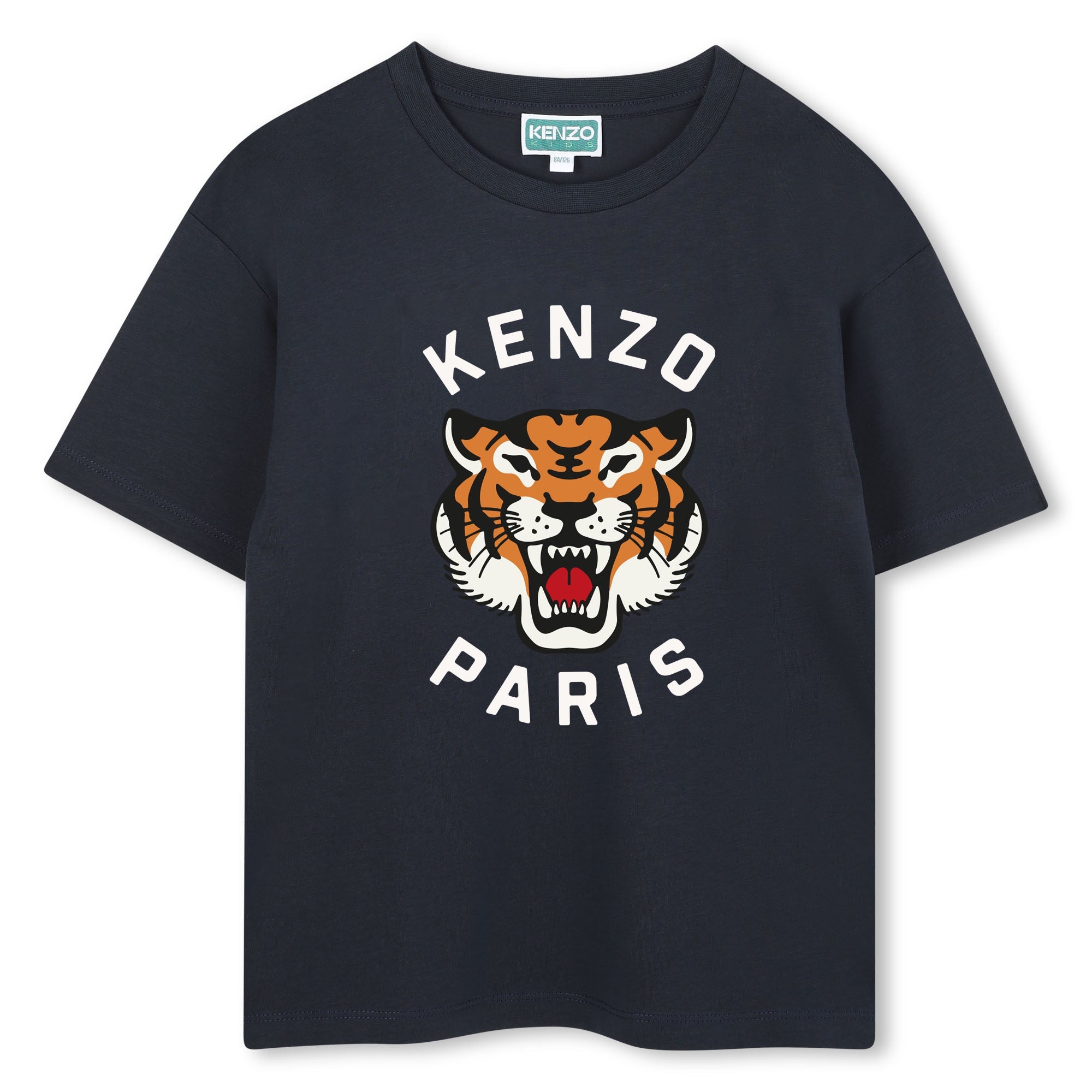 Kids organic cotton t-shirt with roaring tiger logo print Kenzo
