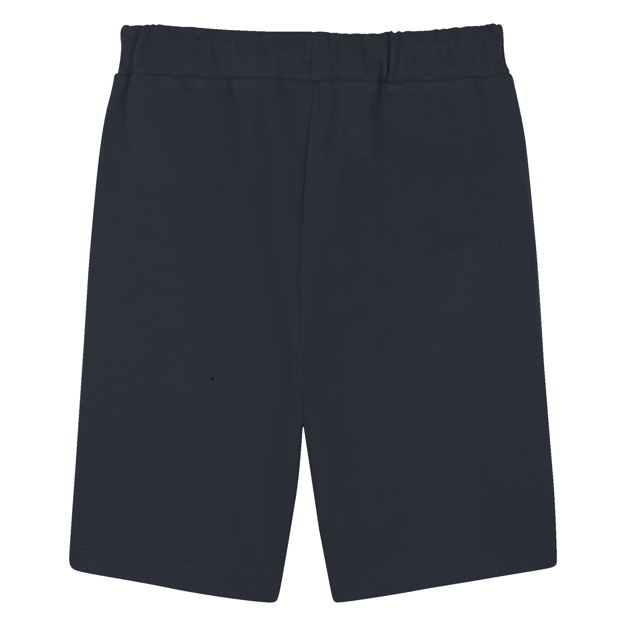 Kids navy cotton Bermuda shorts with drawstring waist and logo print