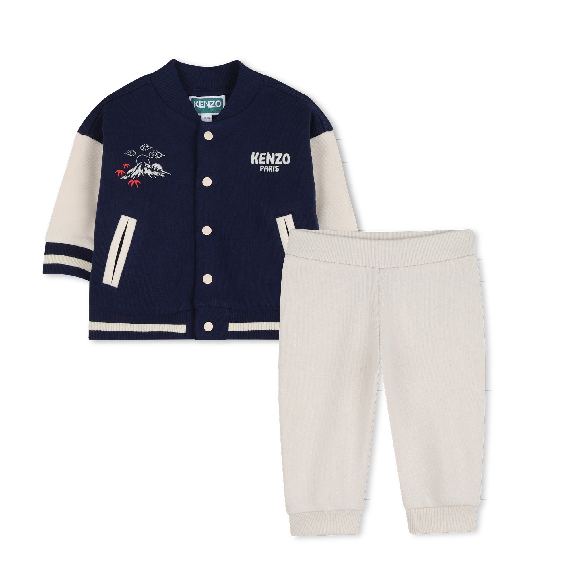 Cardigan & Pants Set in Navy Blue and Off-White Kenzo