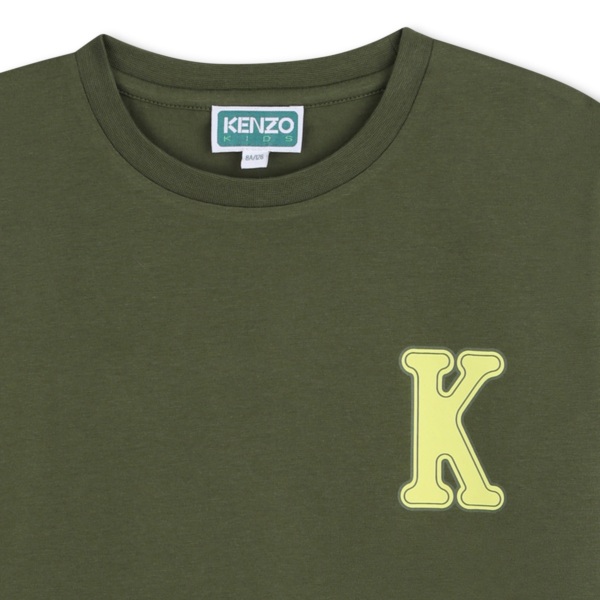T-Shirt in Khaki Green Organic Cotton Kenzo