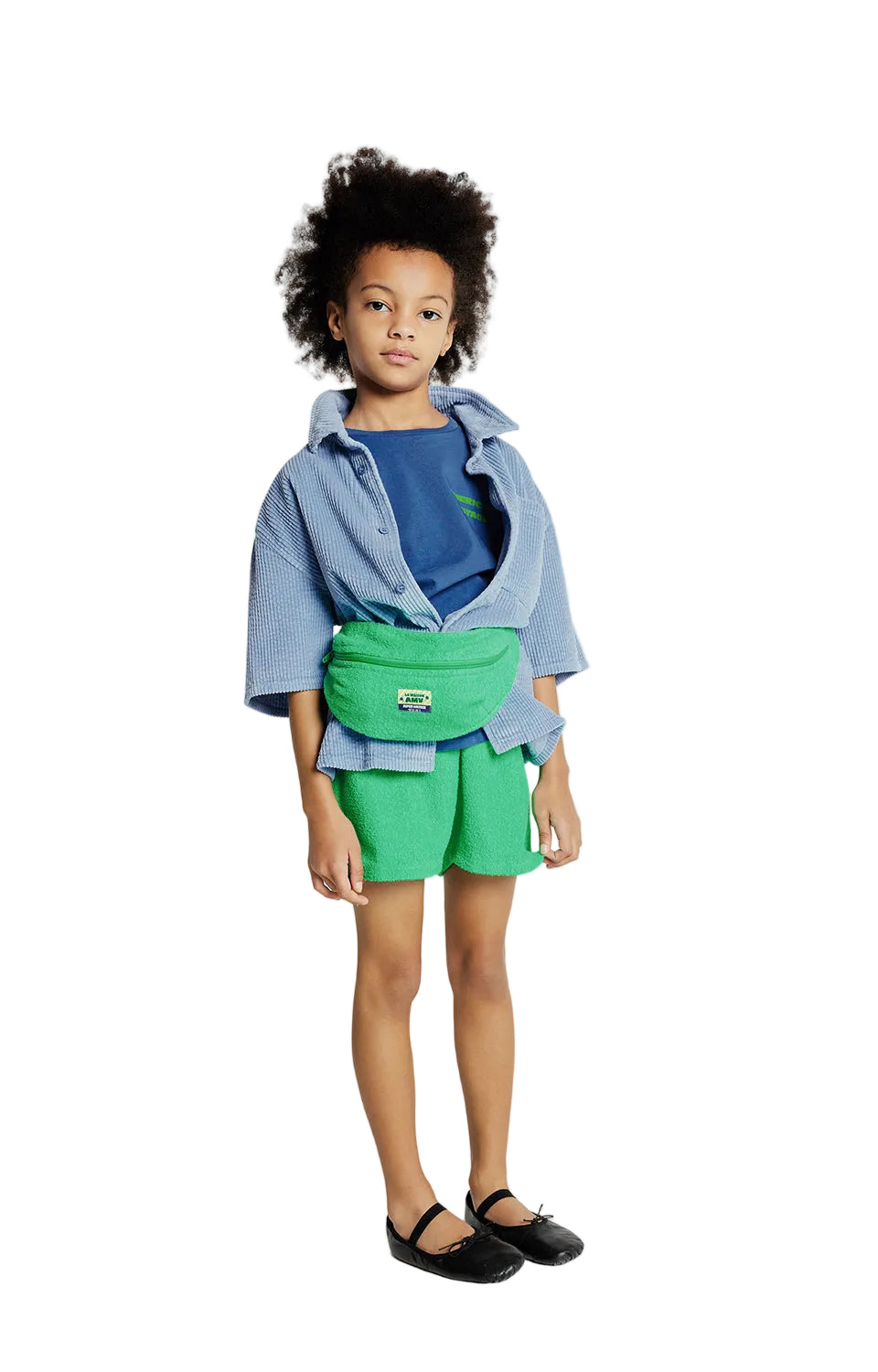 Terry Cotton Elasticated Waist Shorts, Ecru, Fluorescent Green