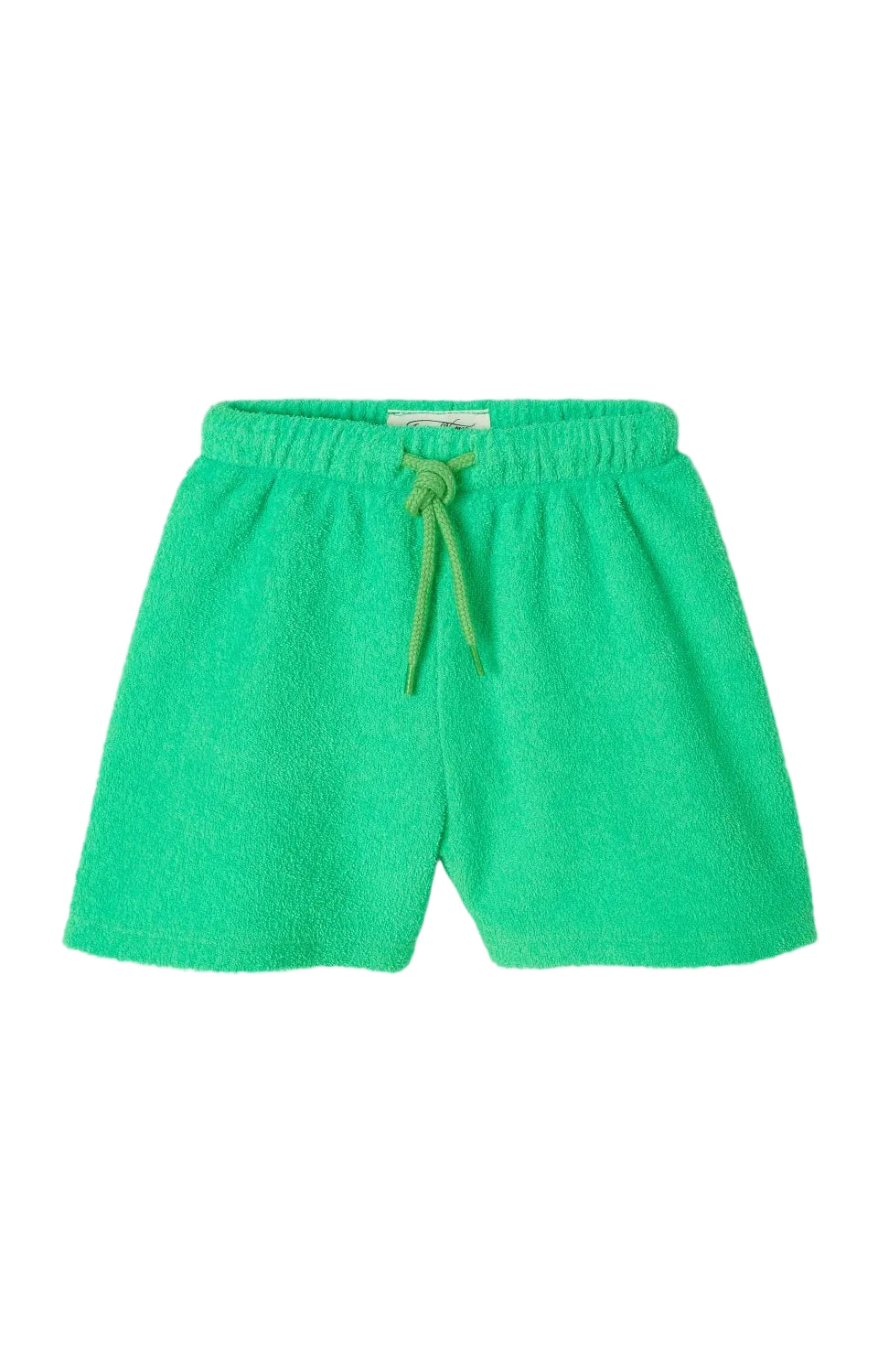 Terry Cotton Elasticated Waist Shorts, Ecru, Fluorescent Green