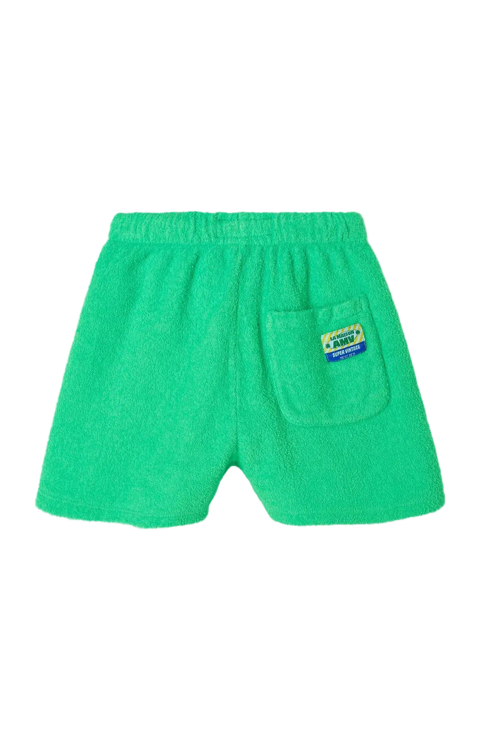 Terry Cotton Elasticated Waist Shorts, Ecru, Fluorescent Green American Vintage