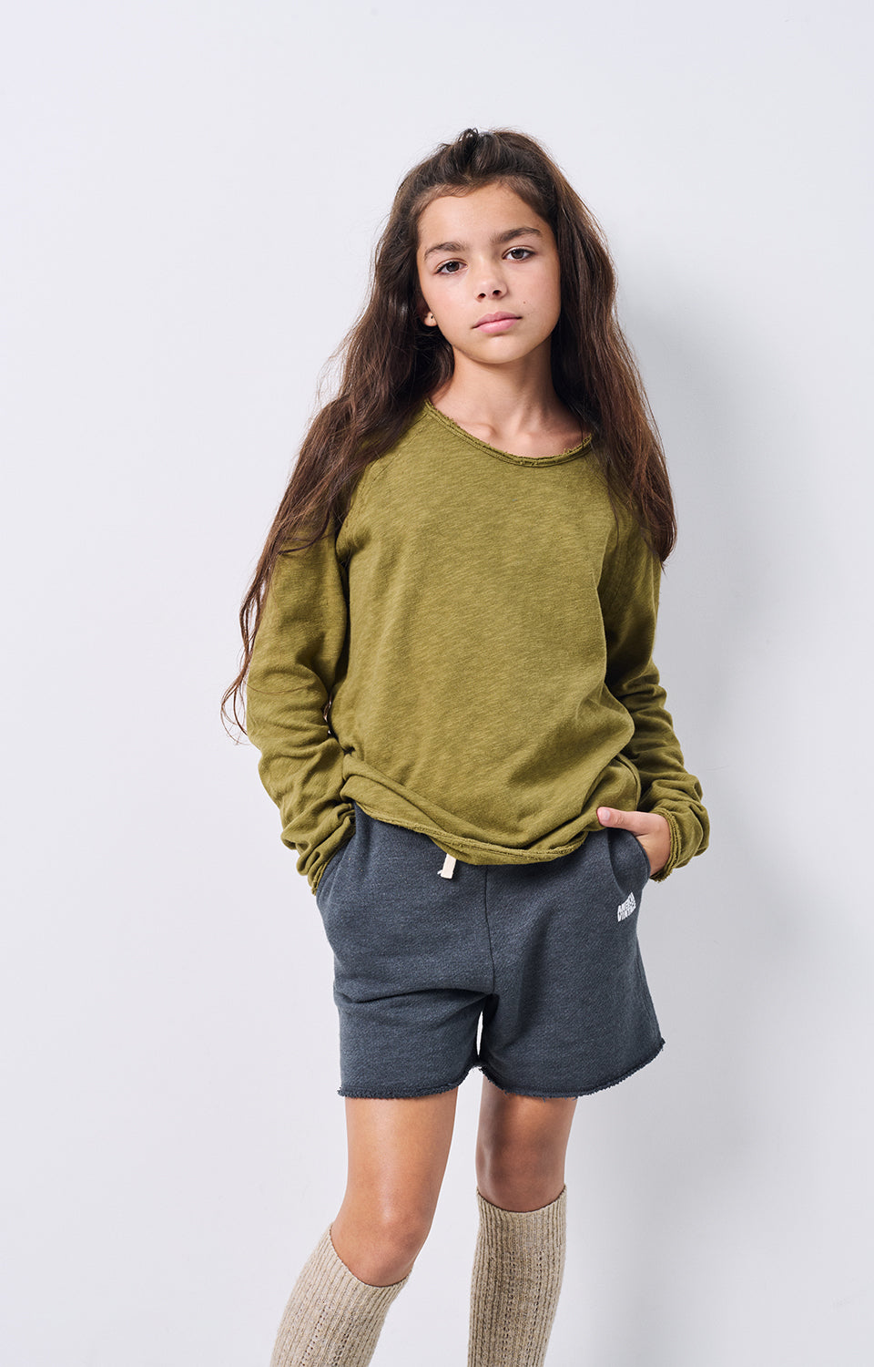 Casual Fleece Shorts with Raw Hem American Vintage