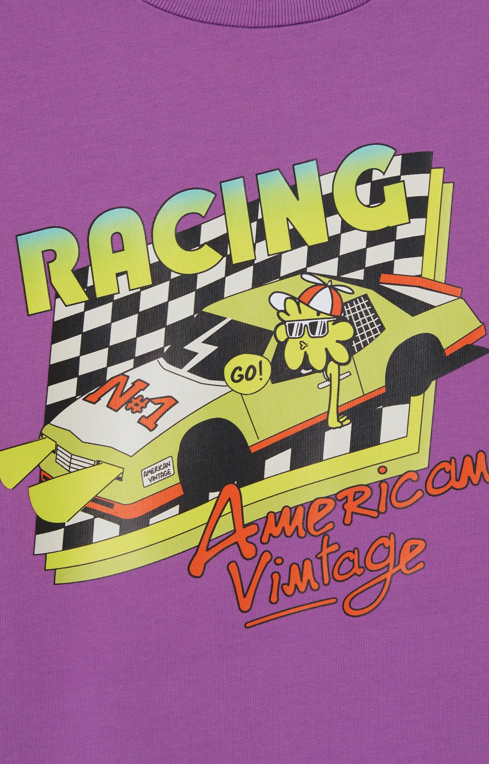 Printed Cotton Crew Neck T-Shirt American Vintage