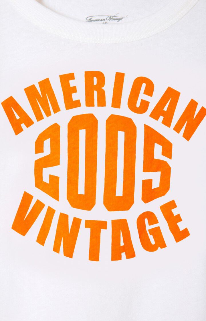White Short Sleeve T-Shirt with 2005 Graphic Print American Vintage