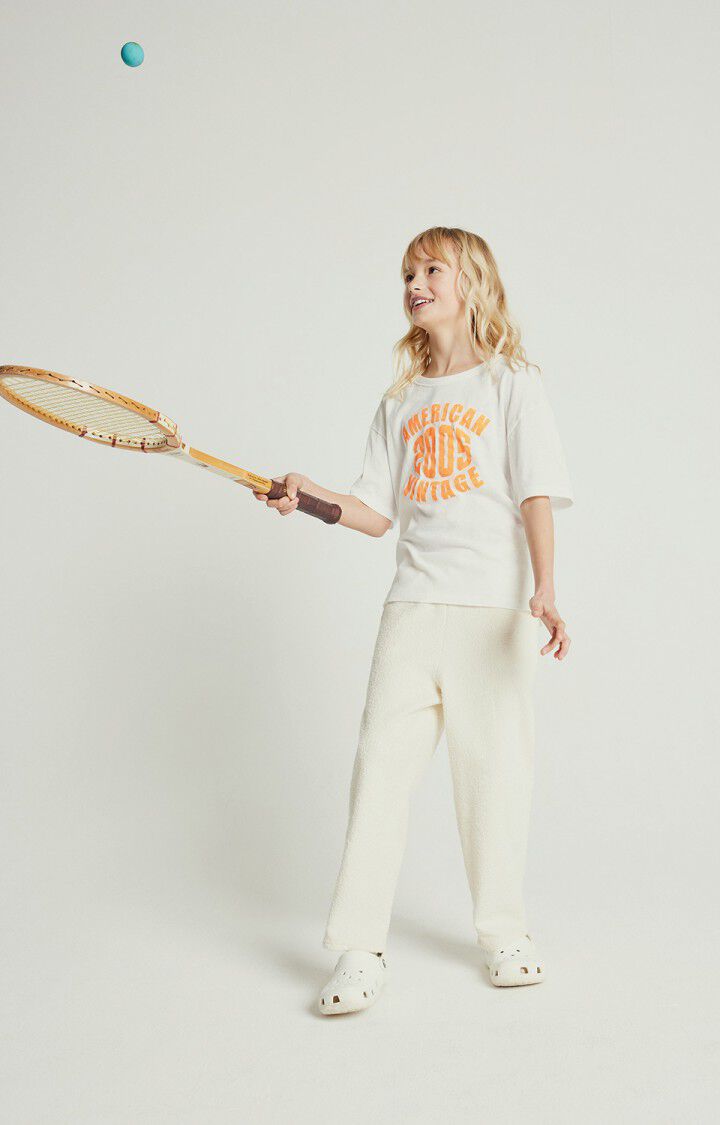 White Short Sleeve T-Shirt with 2005 Graphic Print