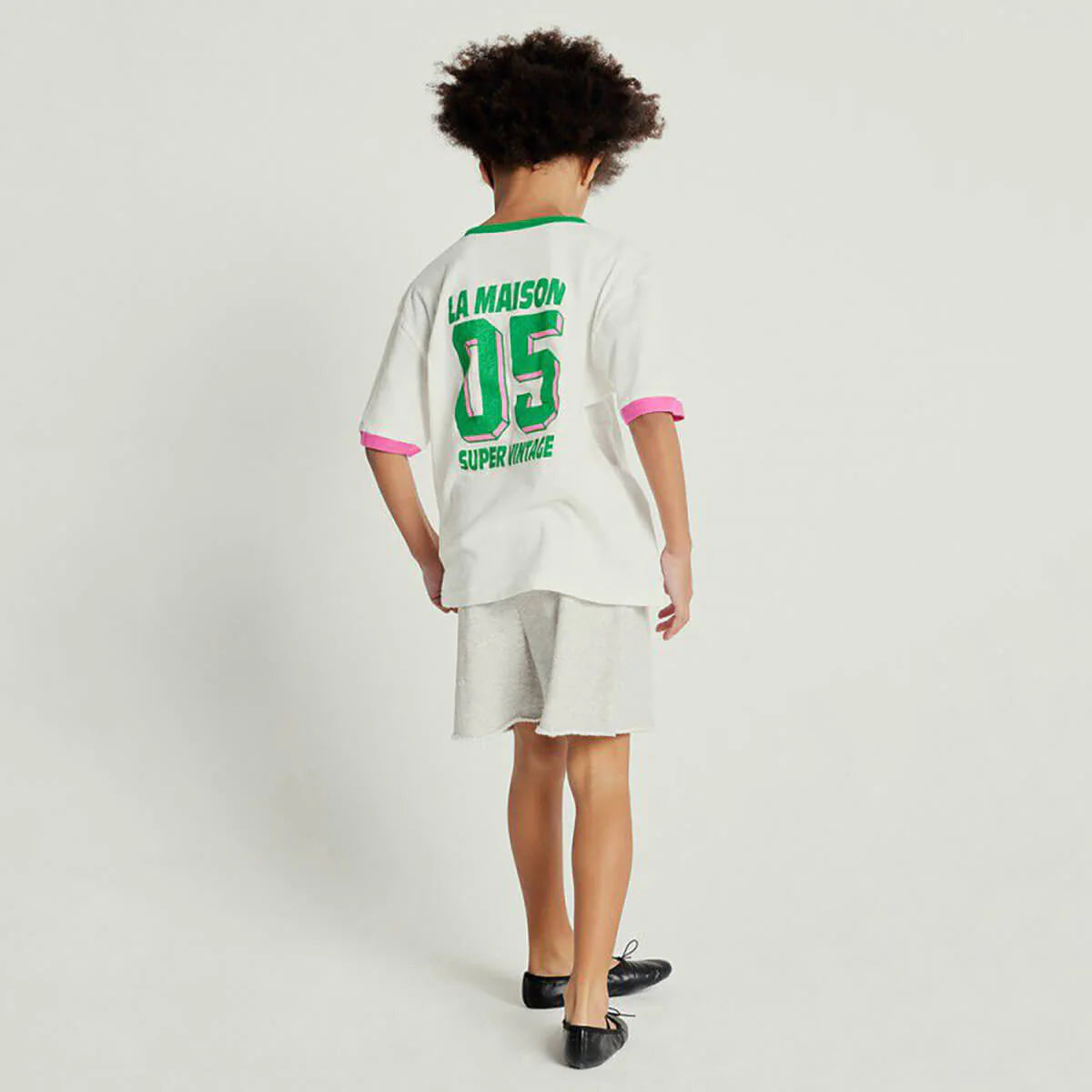 White Short Sleeve T-Shirt with Contrast Collar and Cuffs American Vintage