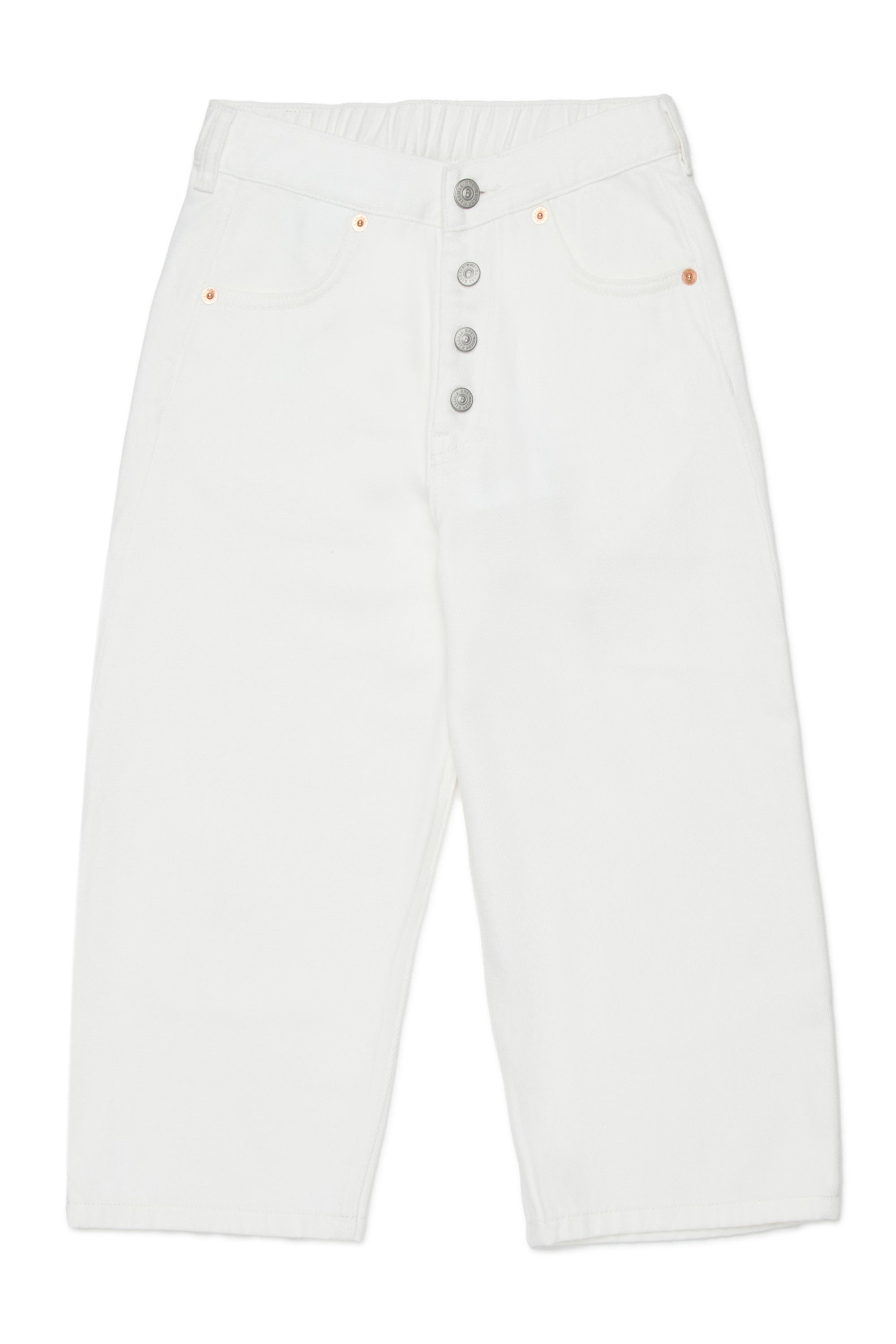 White Wide-Leg Cotton Jeans for Kids