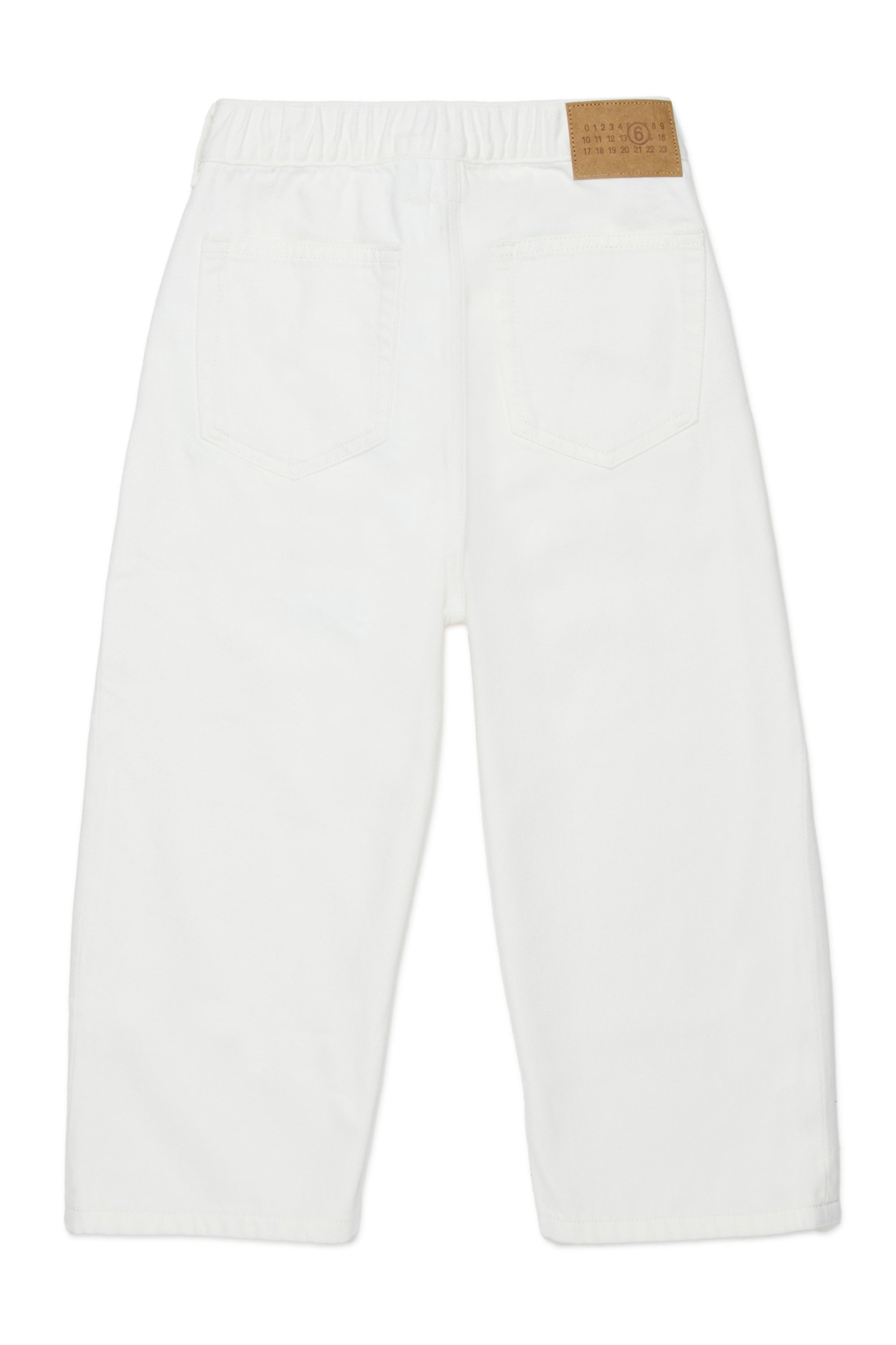 White Wide-Leg Cotton Jeans for Kids Mm6 Kid
