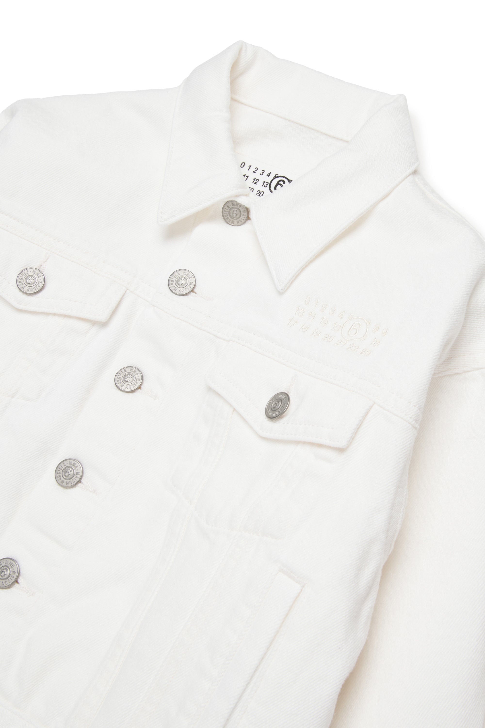 White Cotton Denim Jacket for Kids Mm6 Kid