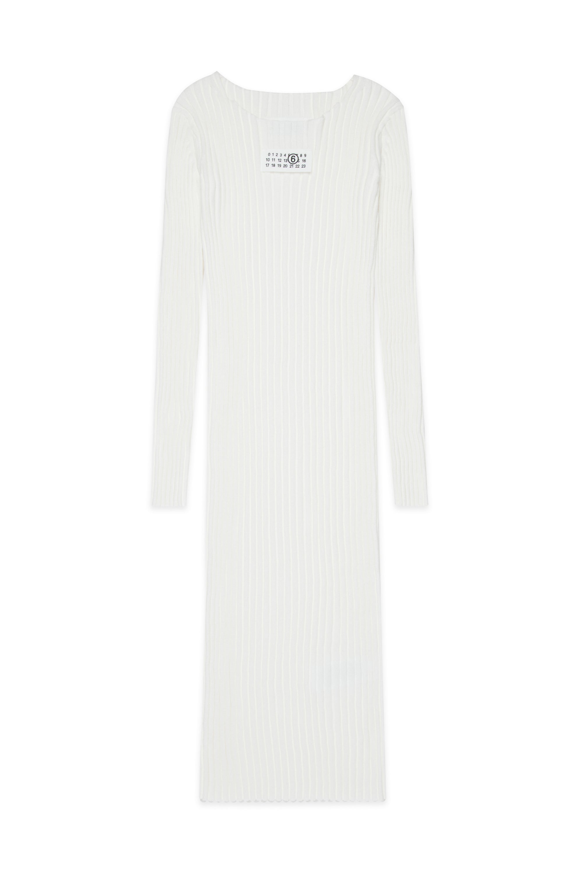 White Ribbed Long Cotton Dress for Kids