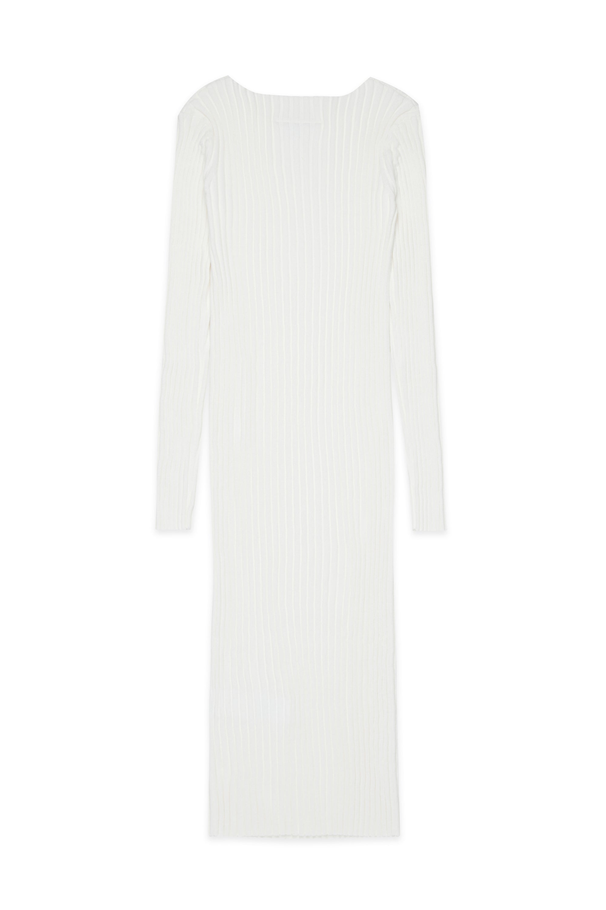 White Ribbed Long Cotton Dress for Kids Mm6 Kid