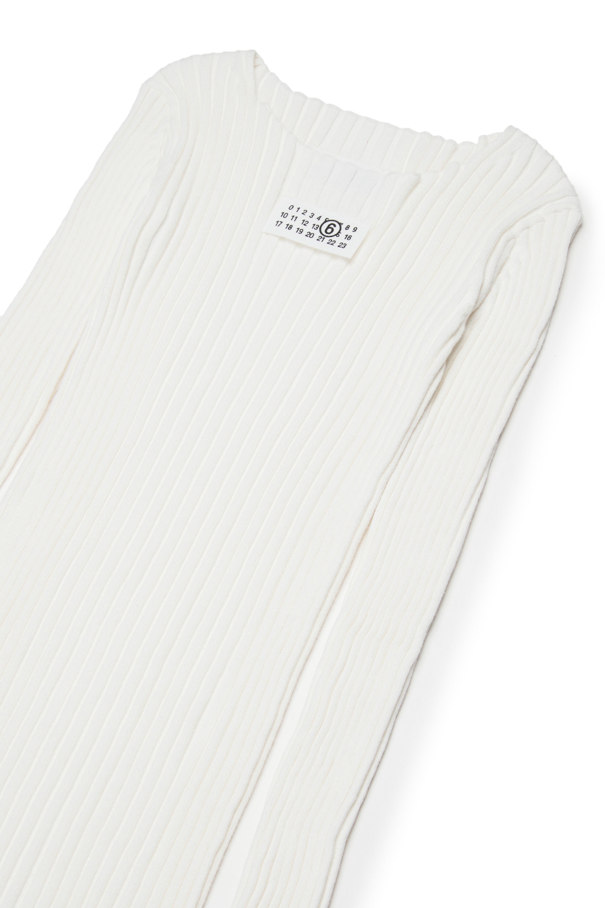 White Ribbed Long Cotton Dress for Kids Mm6 Kid