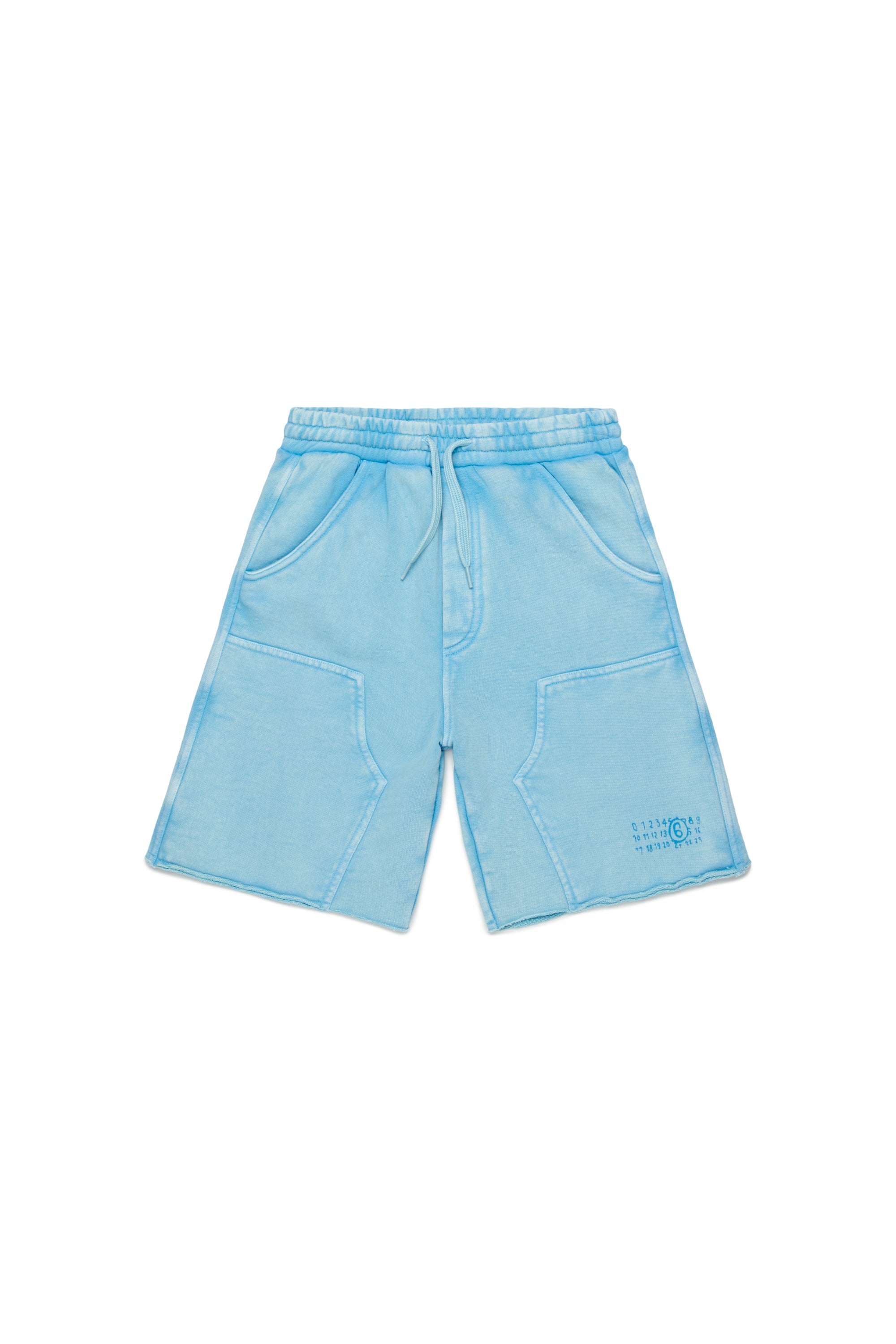 Light Blue Cotton Drawstring Shorts for Kids Mm6 Kid