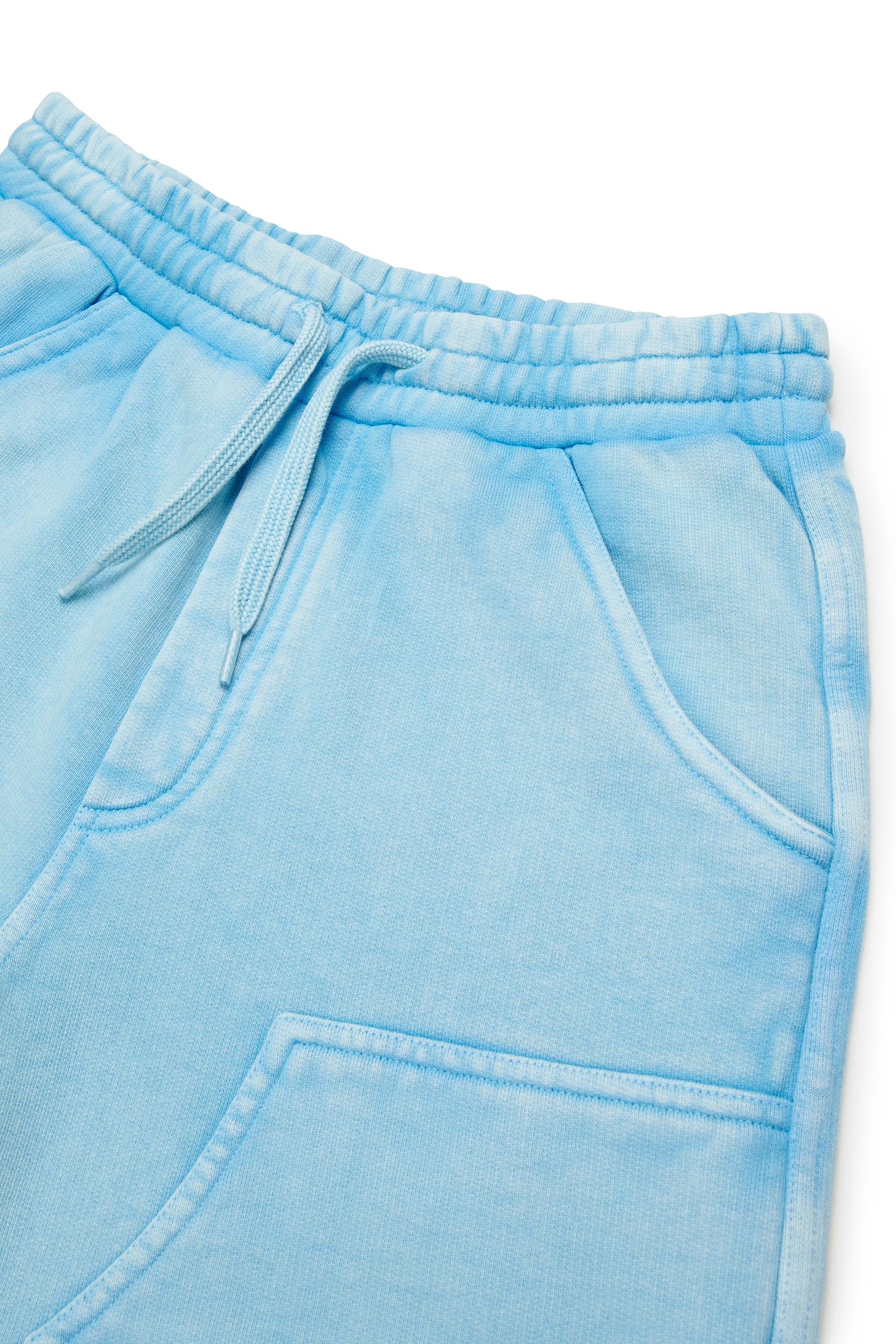 Light Blue Cotton Drawstring Shorts for Kids Mm6 Kid