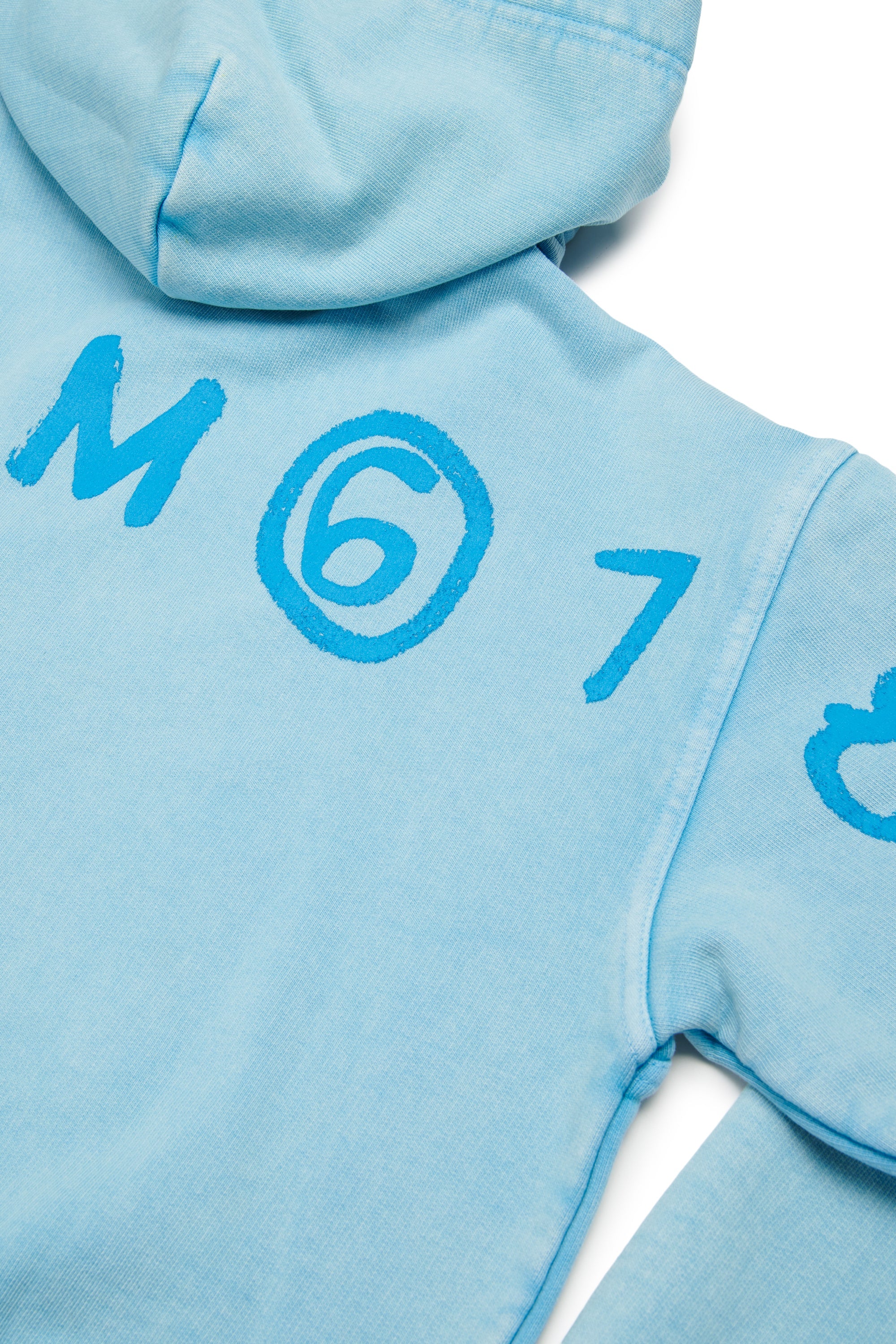 Light Blue Cotton Zip Hoodie for Kids Mm6 Kid