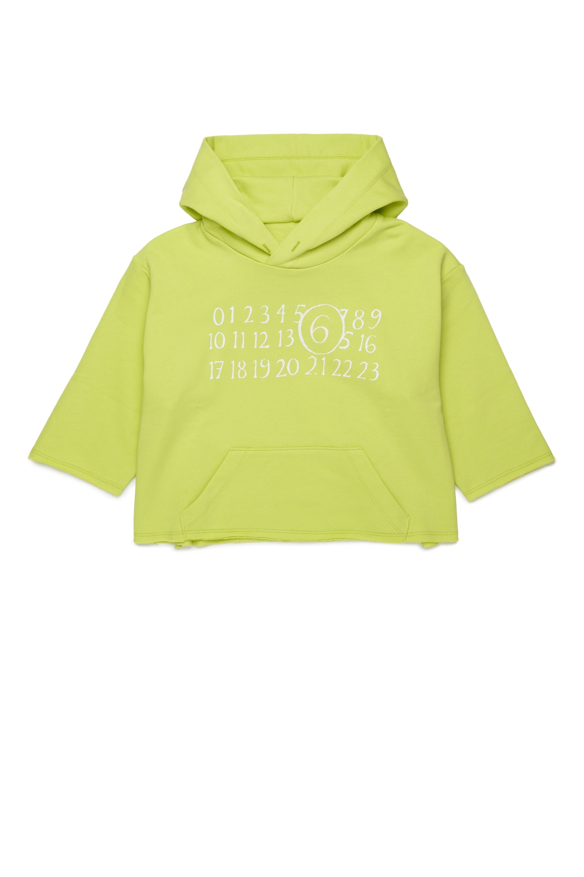 Lime Cotton Hooded Sweatshirt for Kids Mm6 Kid