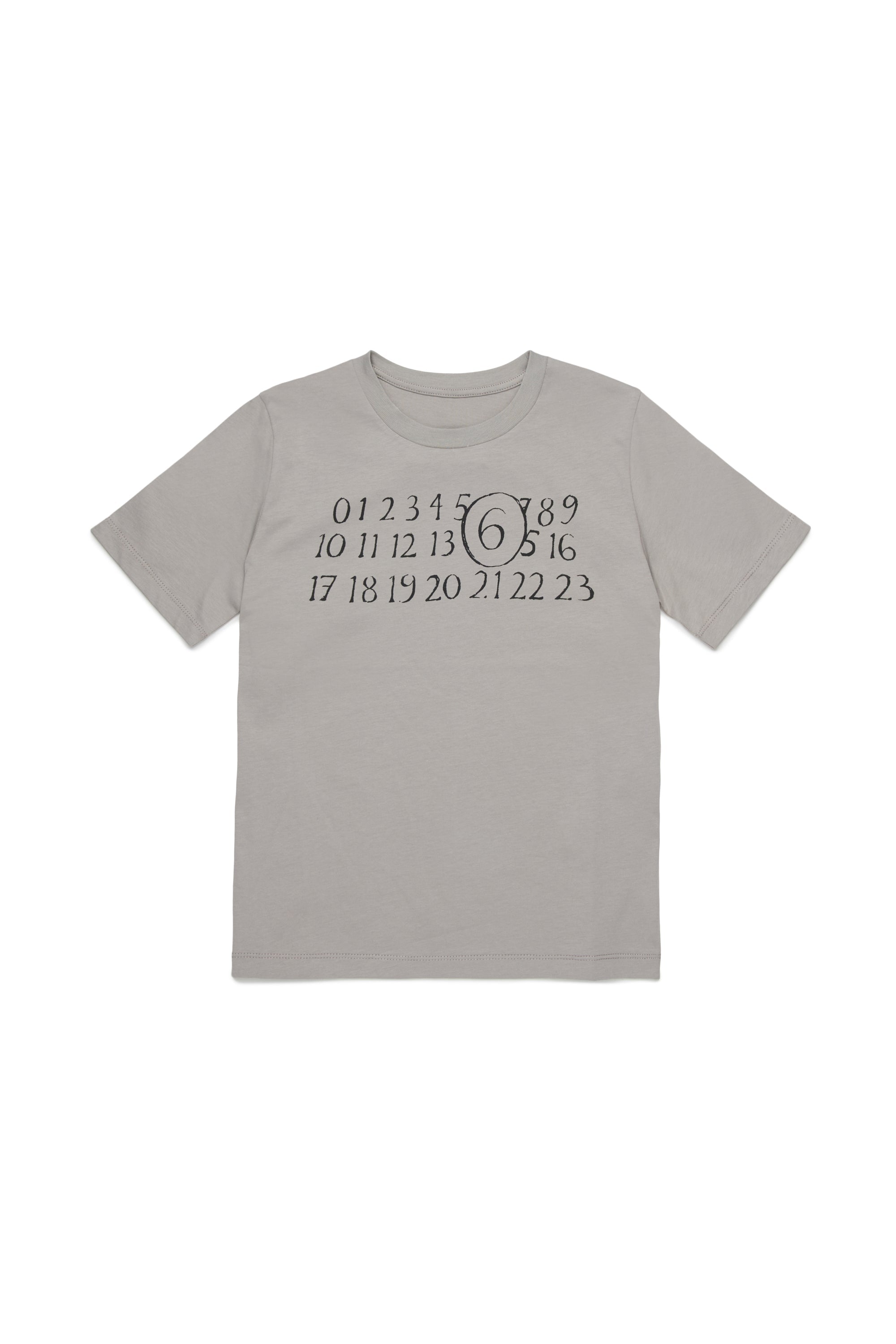 Grey Cotton Logo Print T-Shirt for Kids Mm6 Kid