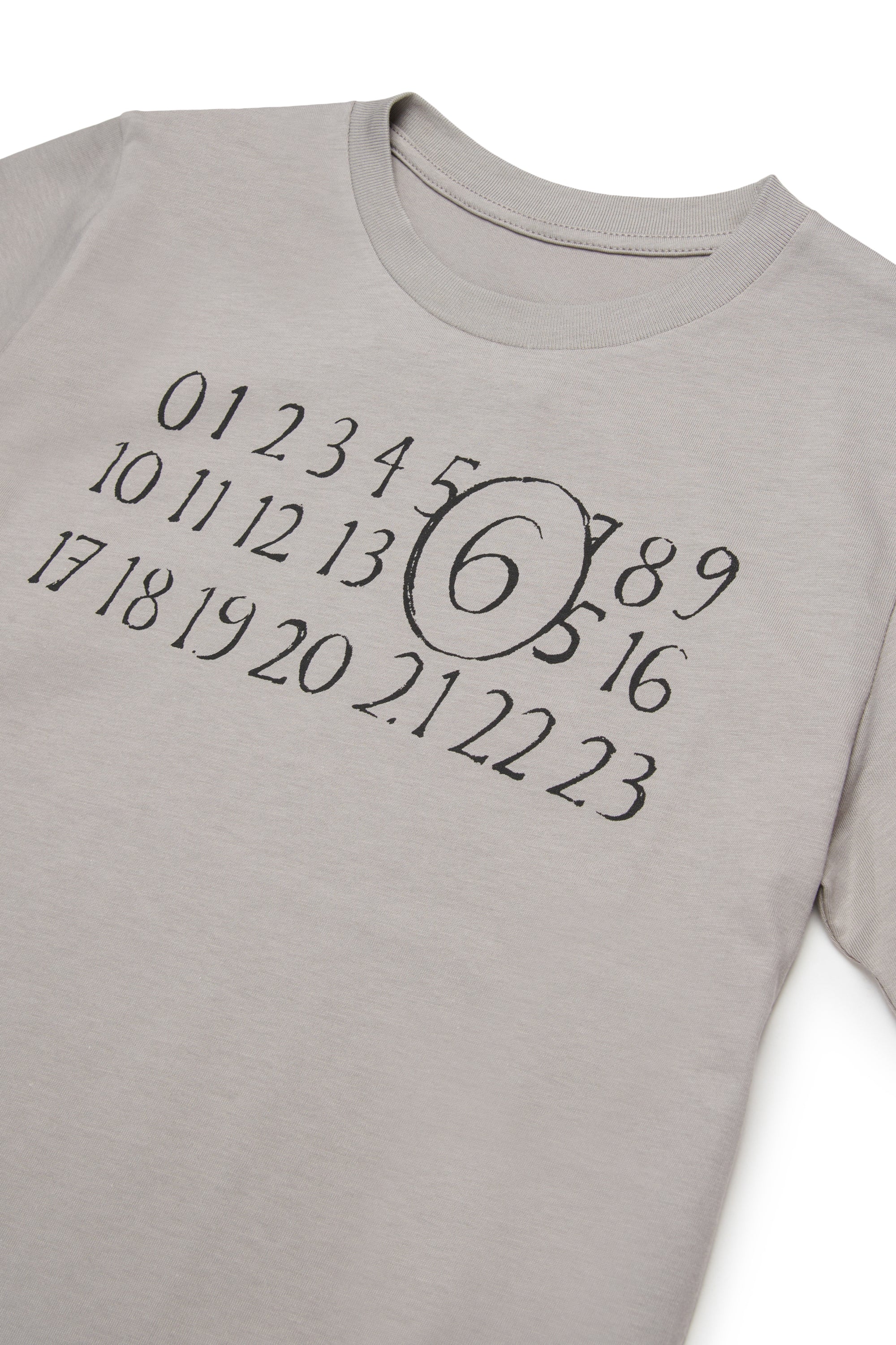 Grey Cotton Logo Print T-Shirt for Kids Mm6 Kid