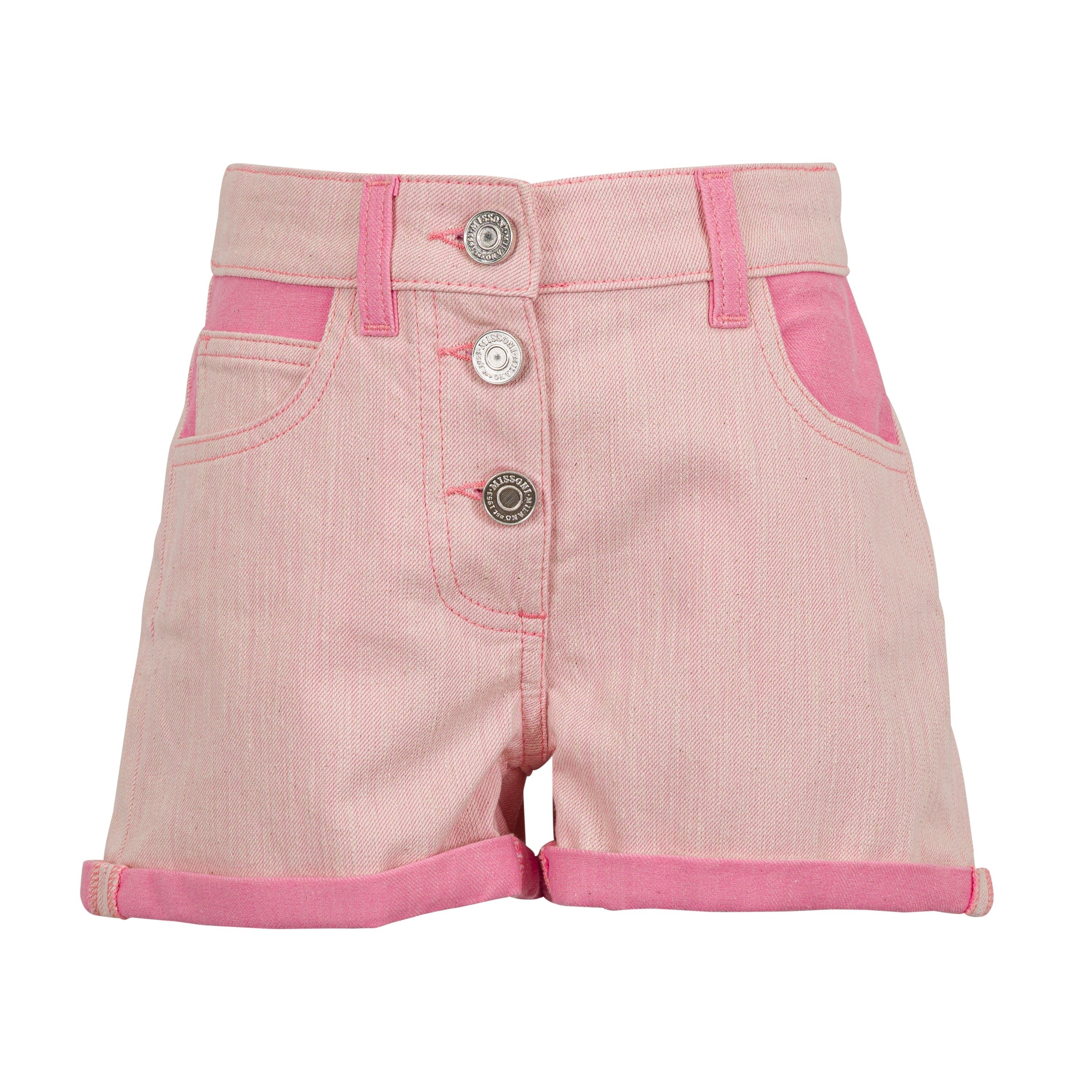 Pink Denim Shorts with Contrast Details Missoni