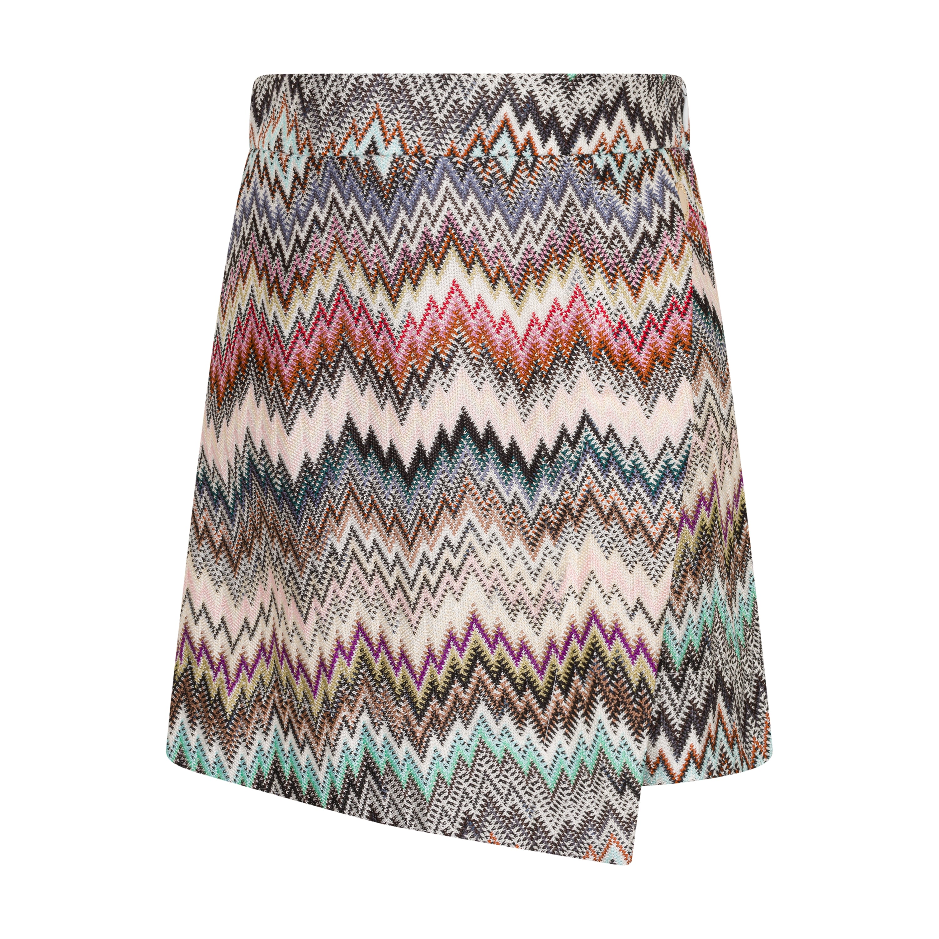Children’s Chevron-Knit Divided Skirt with Multicolour Zigzag Pattern