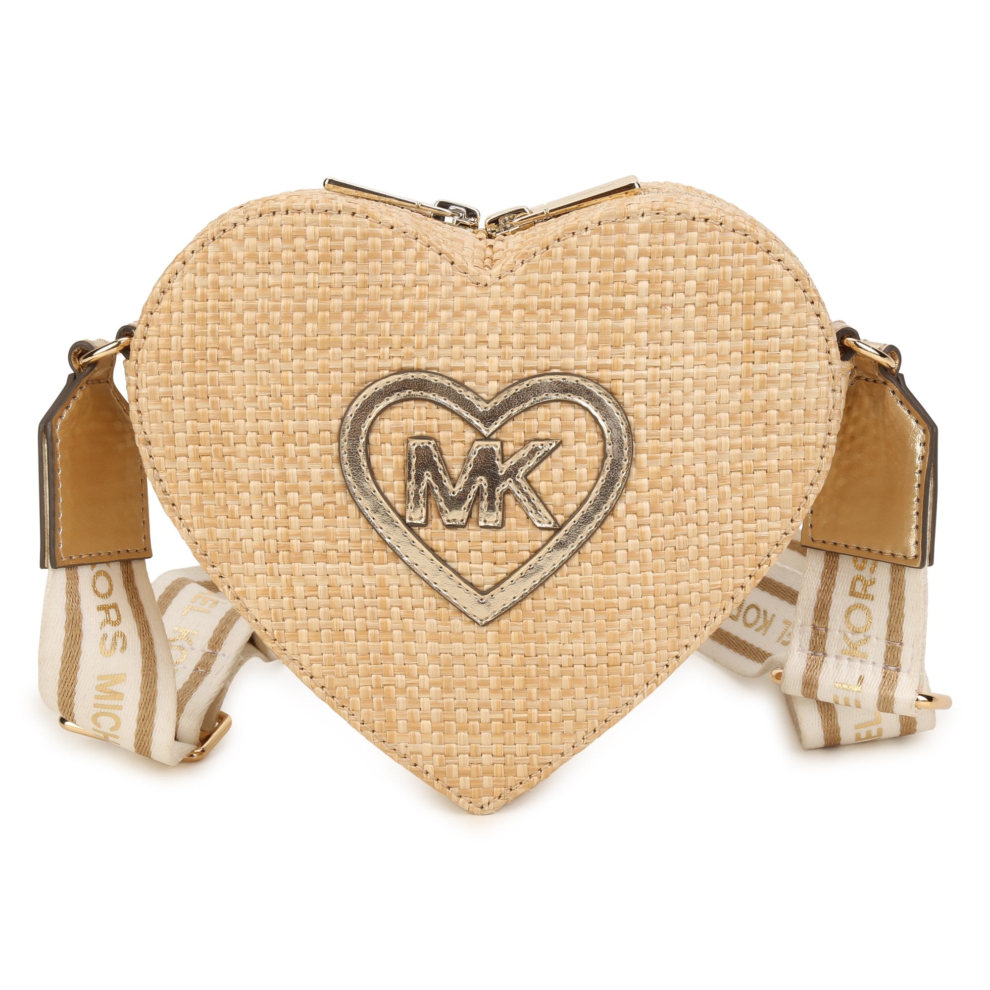 Heart Straw Bag with Gold Details
