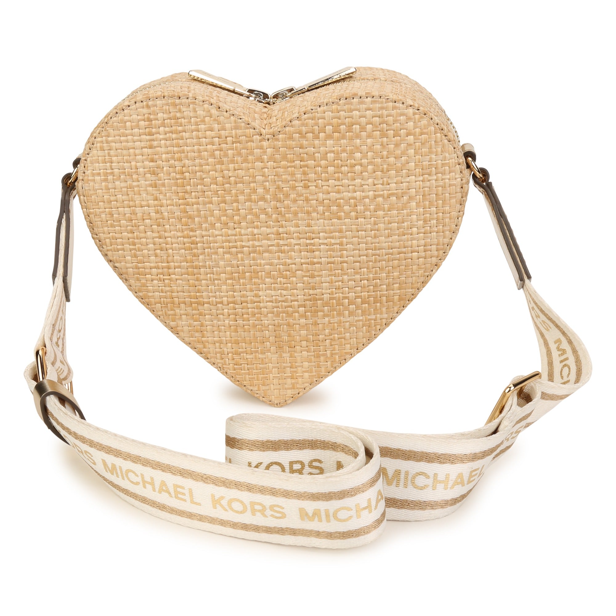 Heart Straw Bag with Gold Details