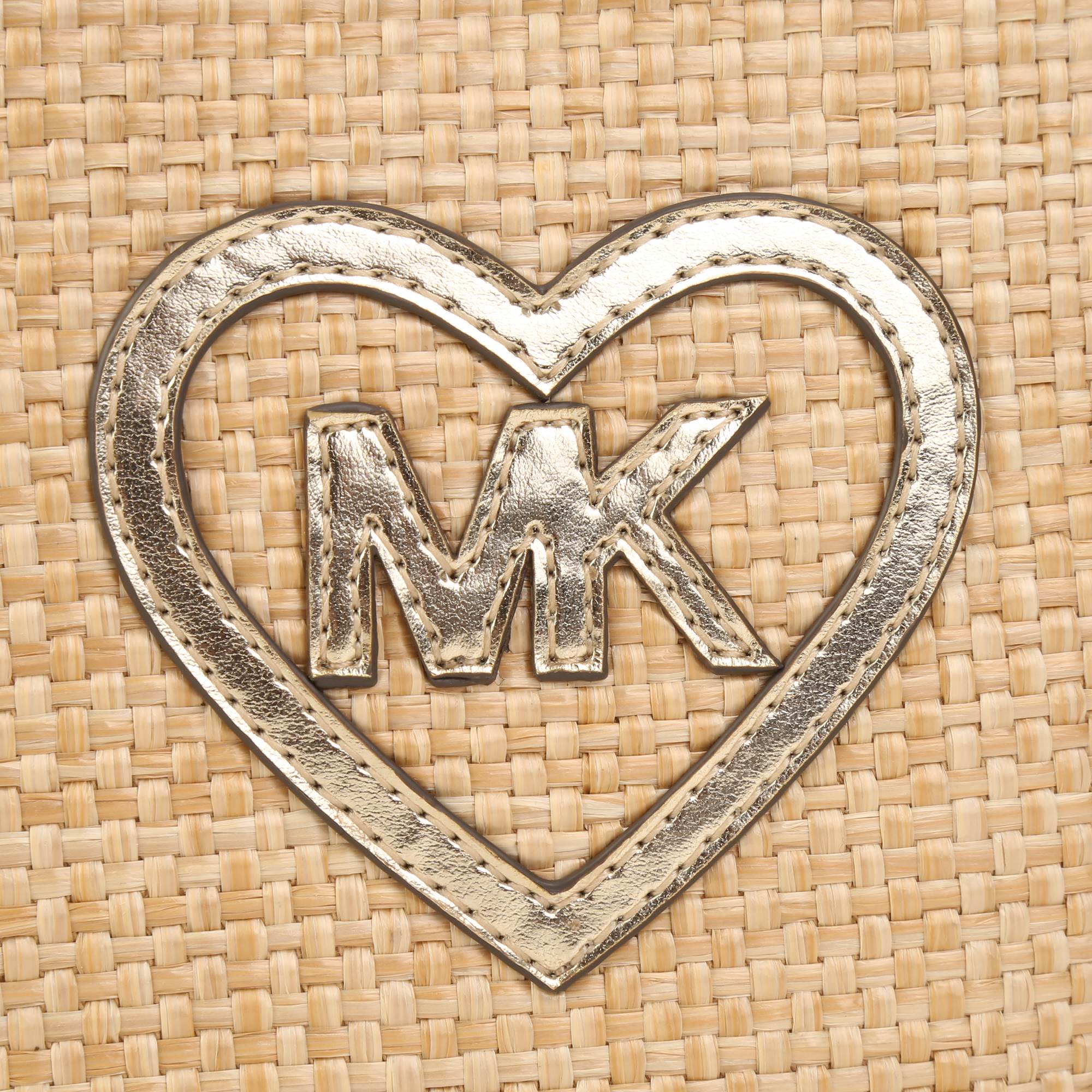 Heart Straw Bag with Gold Details