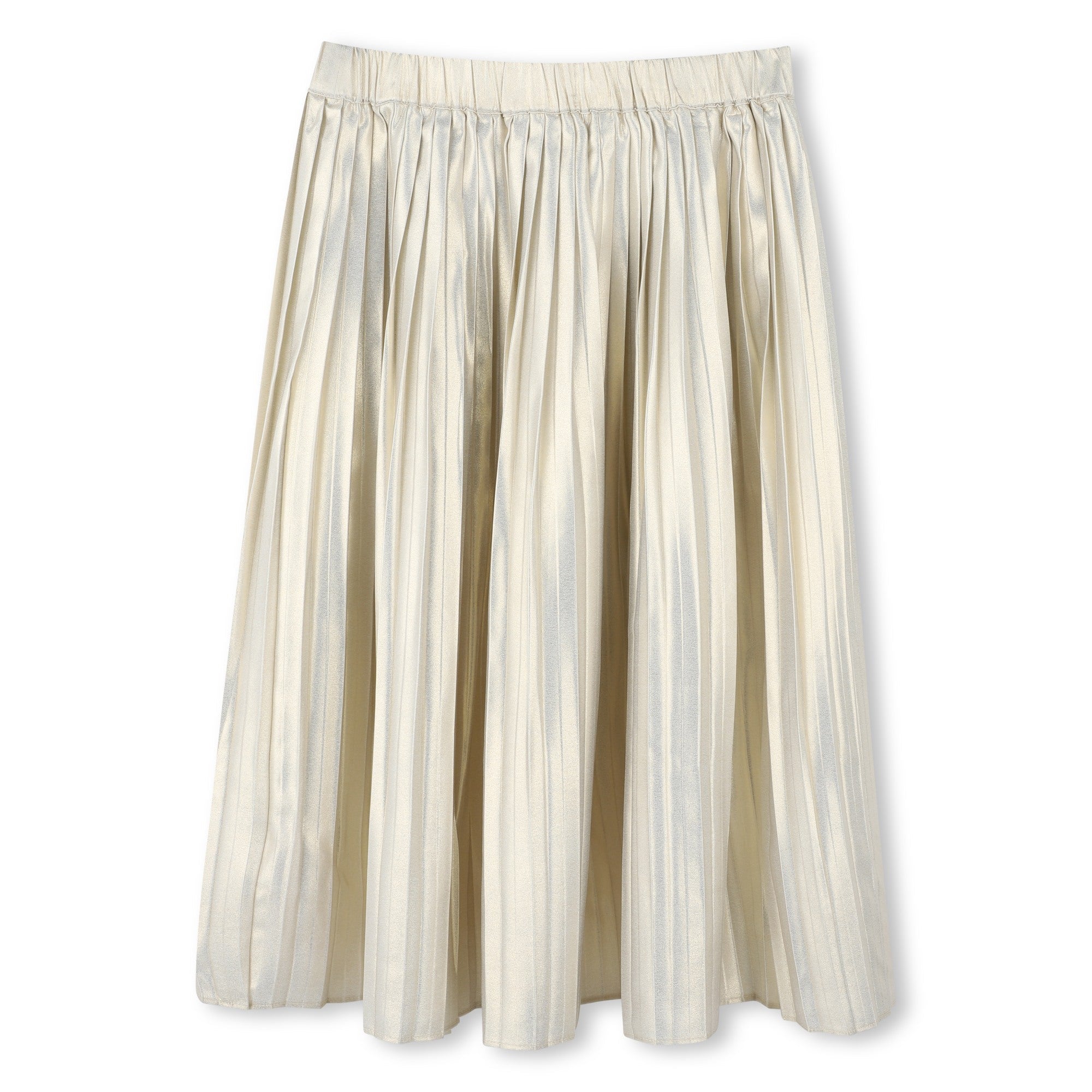 Pleated Gold Midi Skirt with Elasticated Waist Michael Kors