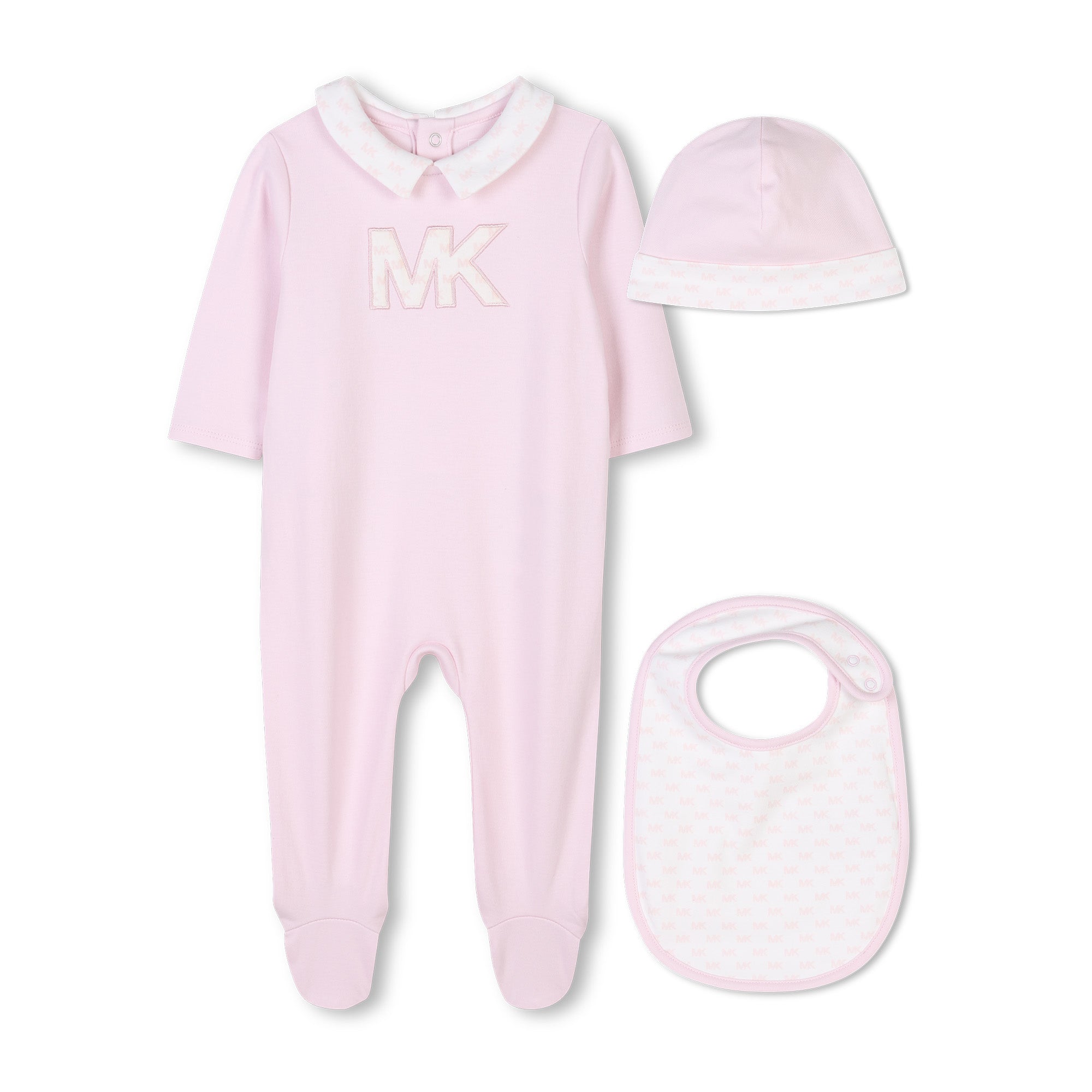 Organic Cotton Pyjama Set with Bib and Beanie Michael Kors
