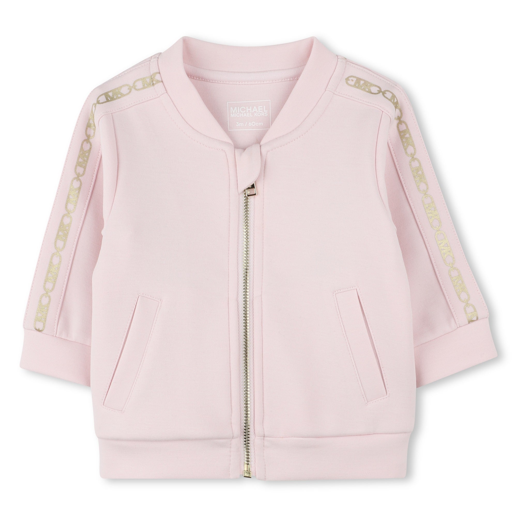 Michael Kors Track Suit: Cardigan, Tee-Shirt, and Pants with Metallic "MK Empire" Details