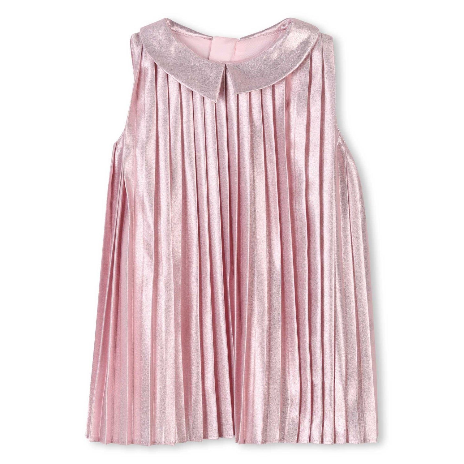 Sleeveless Pleated Dress with Metallic Details