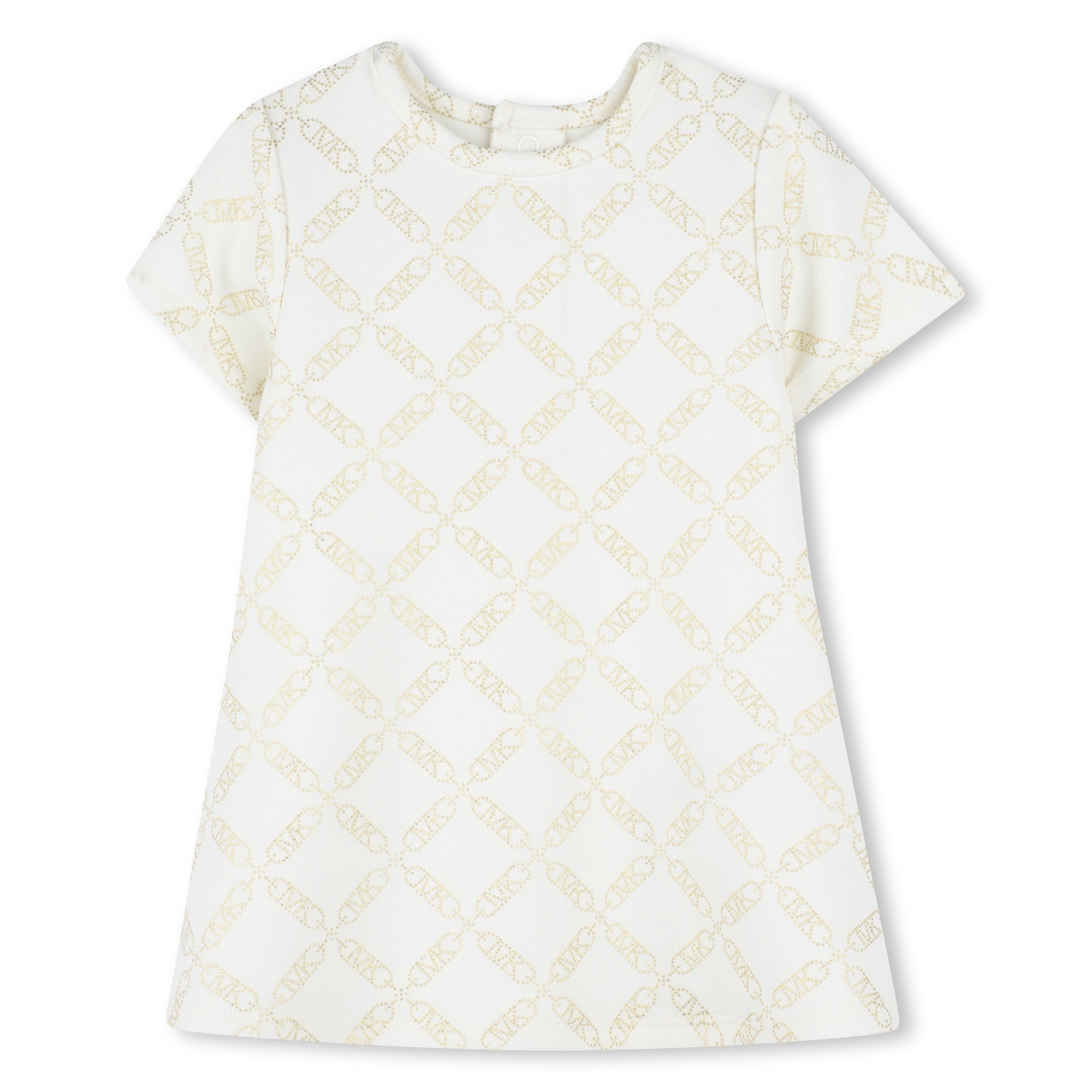Michael Kors Short-Sleeve Metallic Foil Dress