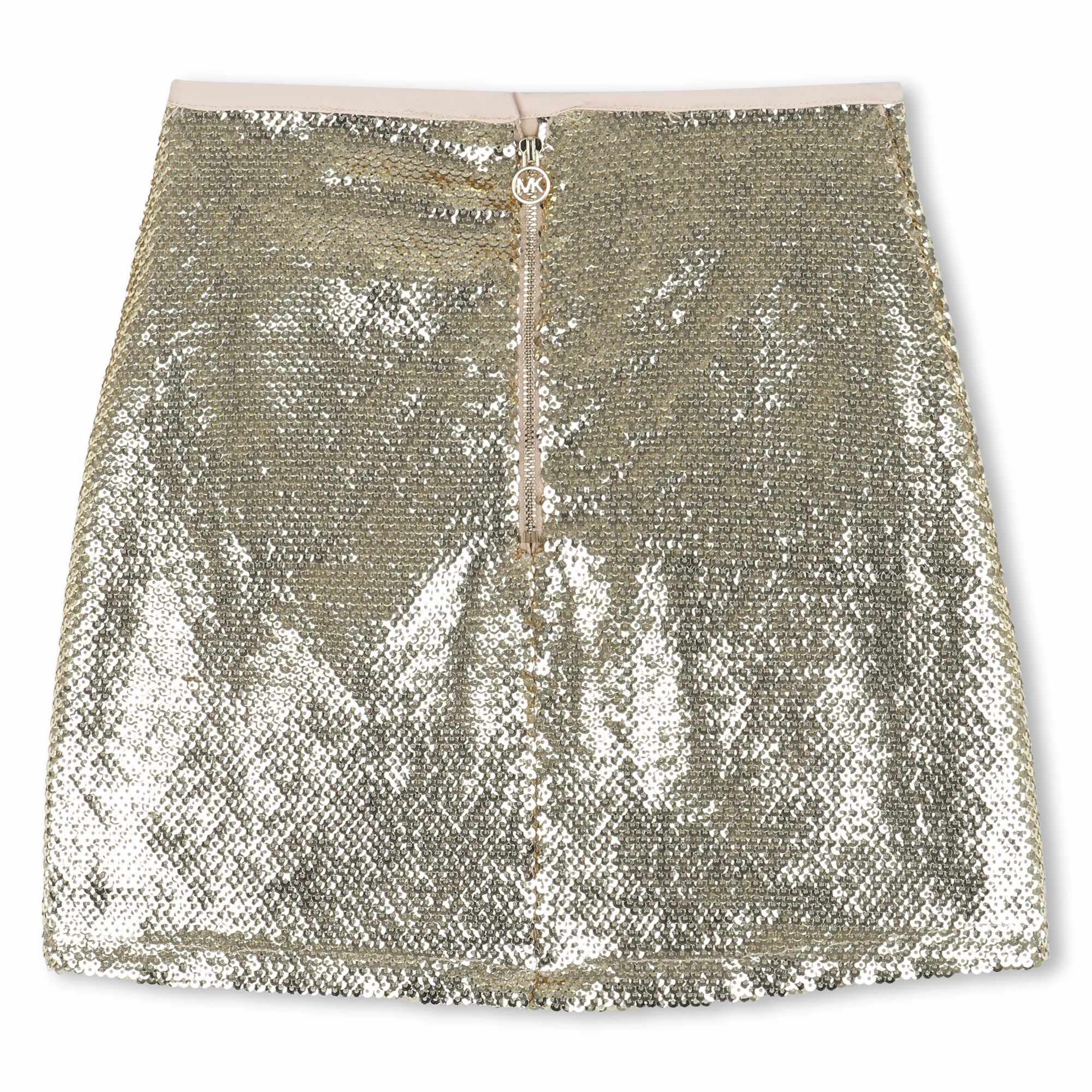 Sequin Mini Skirt, Metallic Gold